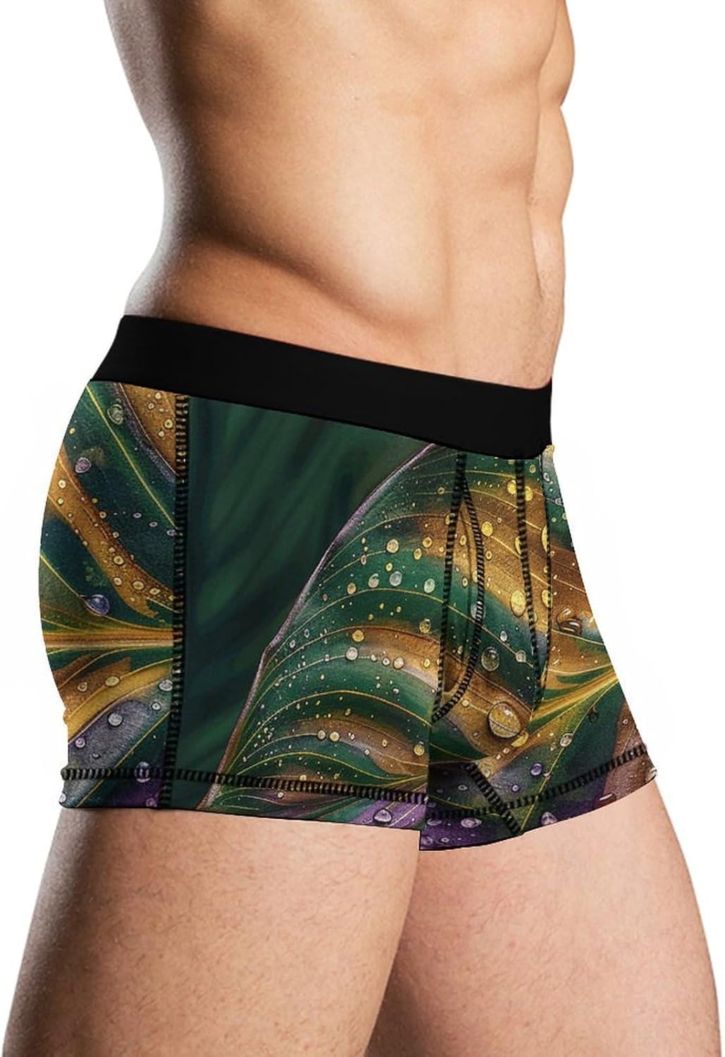 Texture of Green Leaves Mens Boxer Briefs Short Breathable Underwear Trunks Soft Moisture-Wicking Boxer Shorts Novelty Underpants M