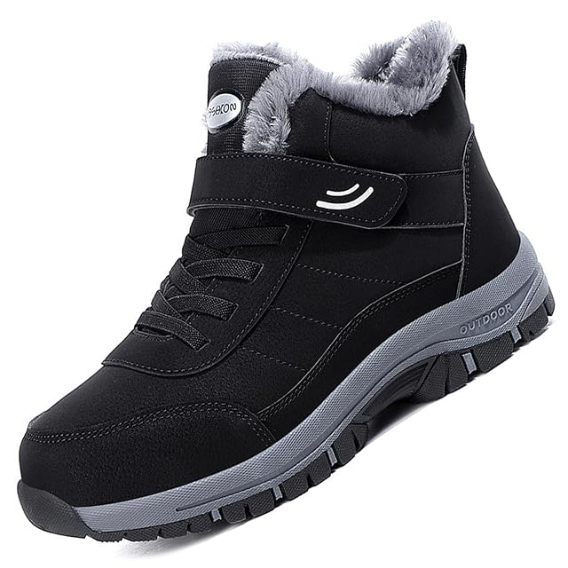 Womens Warm Fur Lined Winter Snow Boots Comfortable Waterproof Anti-Slip Adjustable Ankle Booties Outdoor Hiking Walking Trekking Shoes