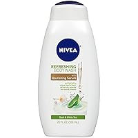 Vista 4 de NIVEA Nourishing Botanical Blossom Gel de baño, 20 onzas líquidas y gel de baño corporal de albahaca y té blanco con suero nutritivo, botella de 20