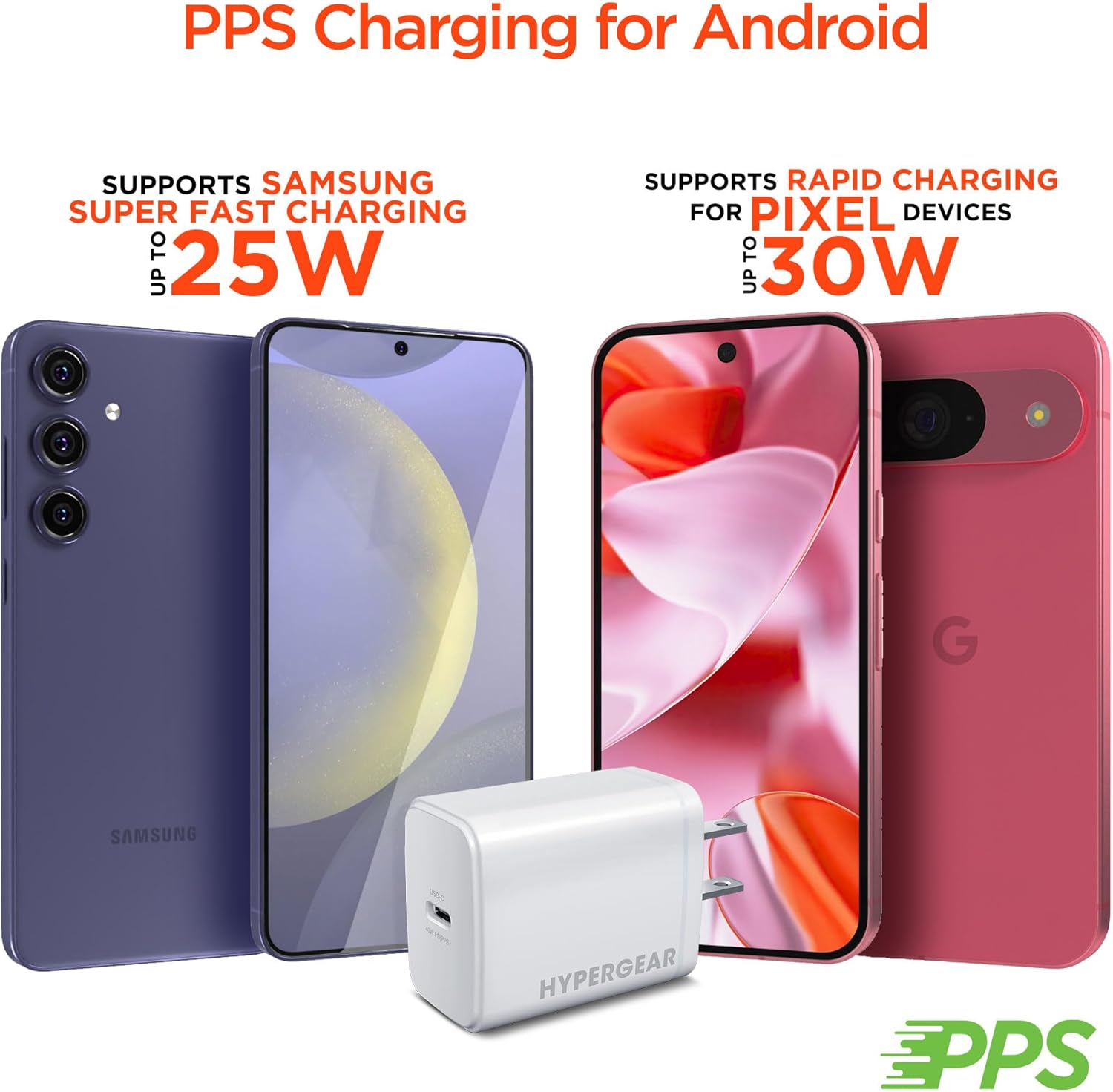 HyperGear SpeedBoost 40W USB-C Phone Charger, Type C Charger for Fast Charging, PD GaN Fast Wall Block with PPS, Compatible with Android, iPhone, MacBook & More