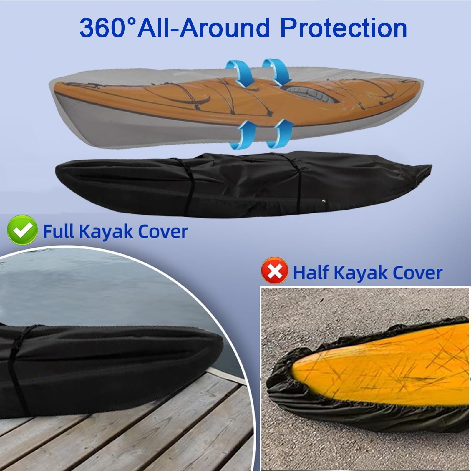 Pokrowce na deski do wiosłowania, Ochronny pokrowiec na kajak kajakowy z zamkiem błyskawicznym(Gray,10FT)