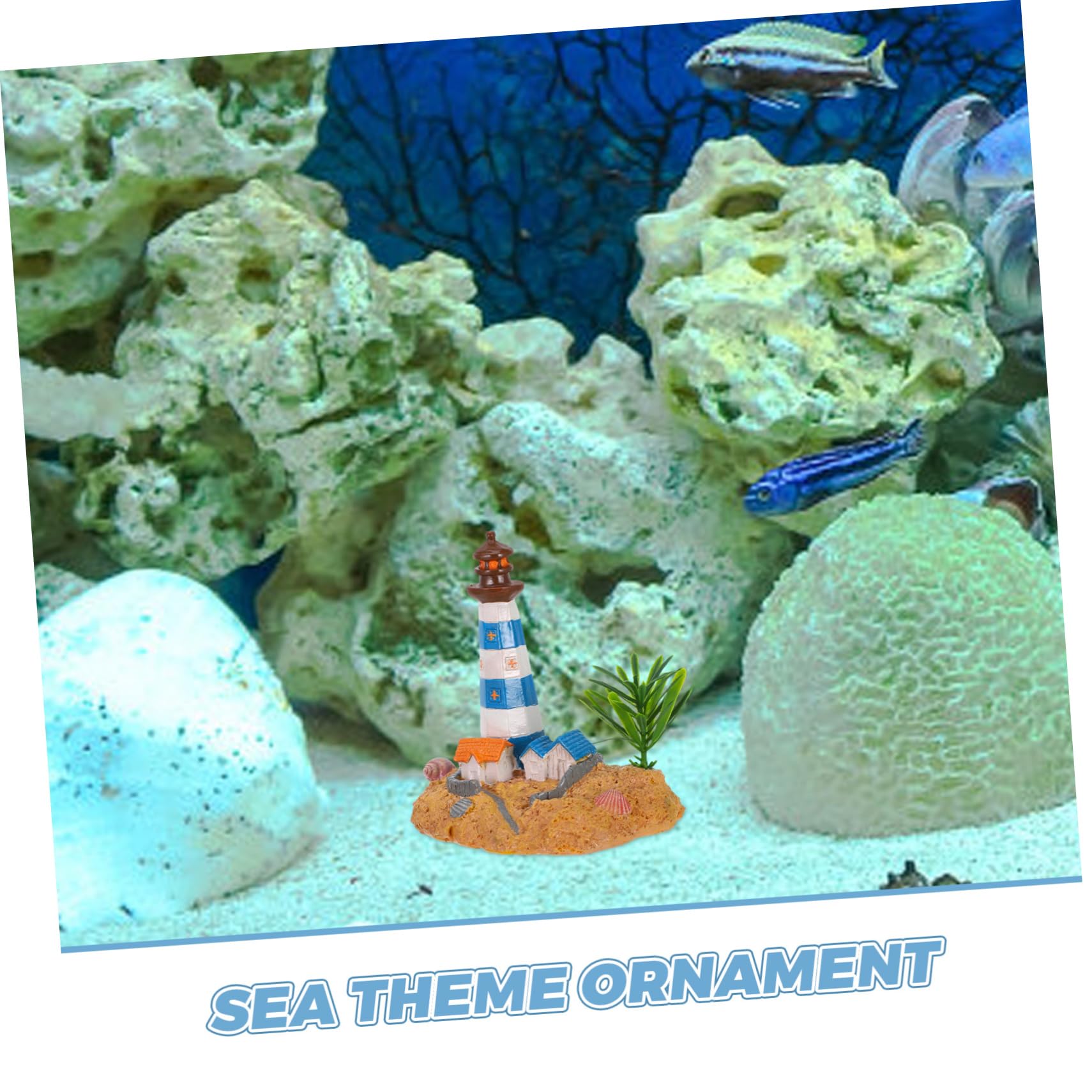OUNONA 2 Pezzi Di Ornamenti Per Acquario Decorazione Acquatica Per Acquario Decorazione Costiera Ornamento Da Tavolo Per Acquario Castello Faro Nautico Acquari A LED Ornamento