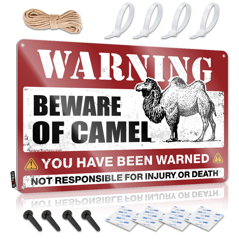 STWNVOITV Tin Signs For Bar Beware Of Camel Tin Sign Sarcastic Metal Signs Things For Boys Room(30X40CM)