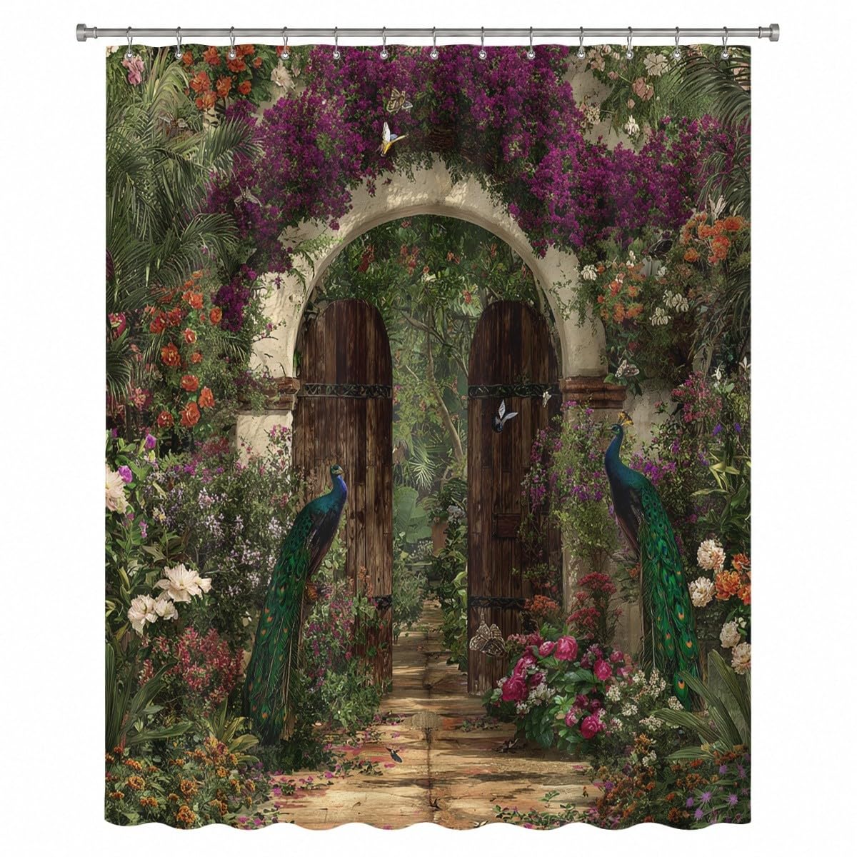 Generico Tenda Doccia 240x200 cm Verde Impermeabile per Vasca da Bagno