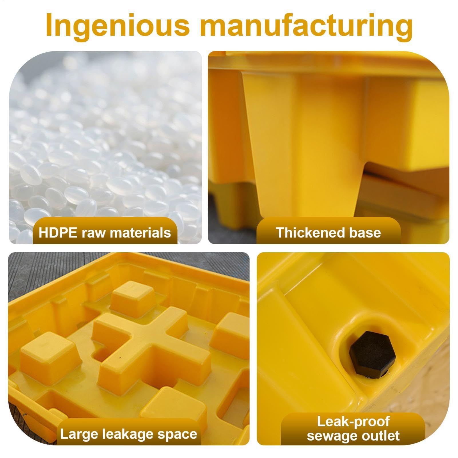 Auslaufsichere Auffangwanne Modular Mit Ablauf, 30 Gallonen, 5000 Lbs Tragkraft, Spill Containment Plattform Aus HDPE, Stapelbar, Für Industrie, Lager & Labor, Ideal Zur Lagerung Von Öl & Chemikalien