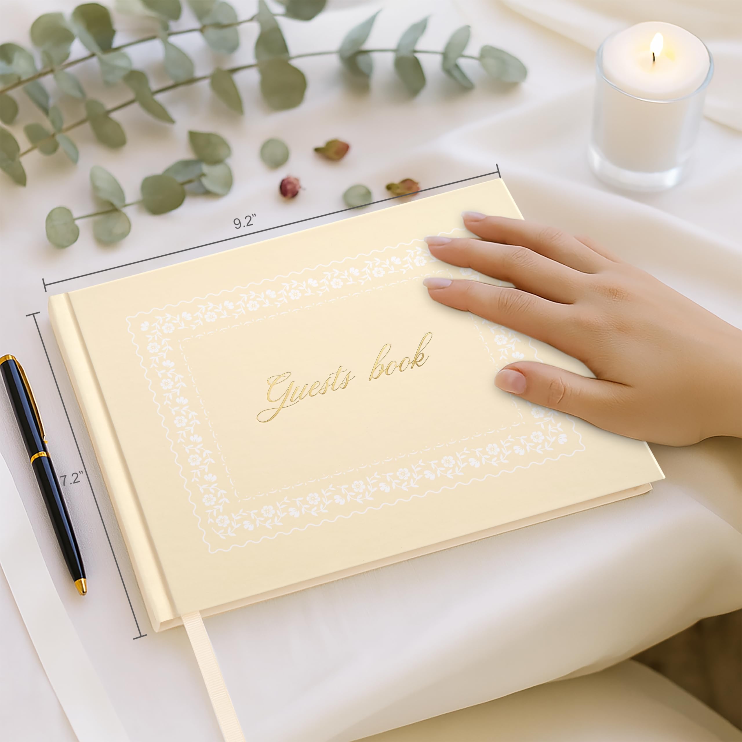 &And Per Se Gästebuch Hochzeit - Elegantes Gästebuch für Hochzeitsempfänge, Babypartys, Geburtstage & besondere Anlässe, Hardcover Anmeldebuch mit leeren linierten Seiten & Foto-Punkten (Beige mit