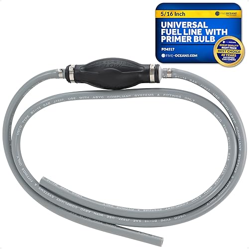 Five Oceans Línea de combustible marino con bombilla de imprimación, 5/16 pulgadas x 6 pies, manguera universal de combustible para barco fuera de