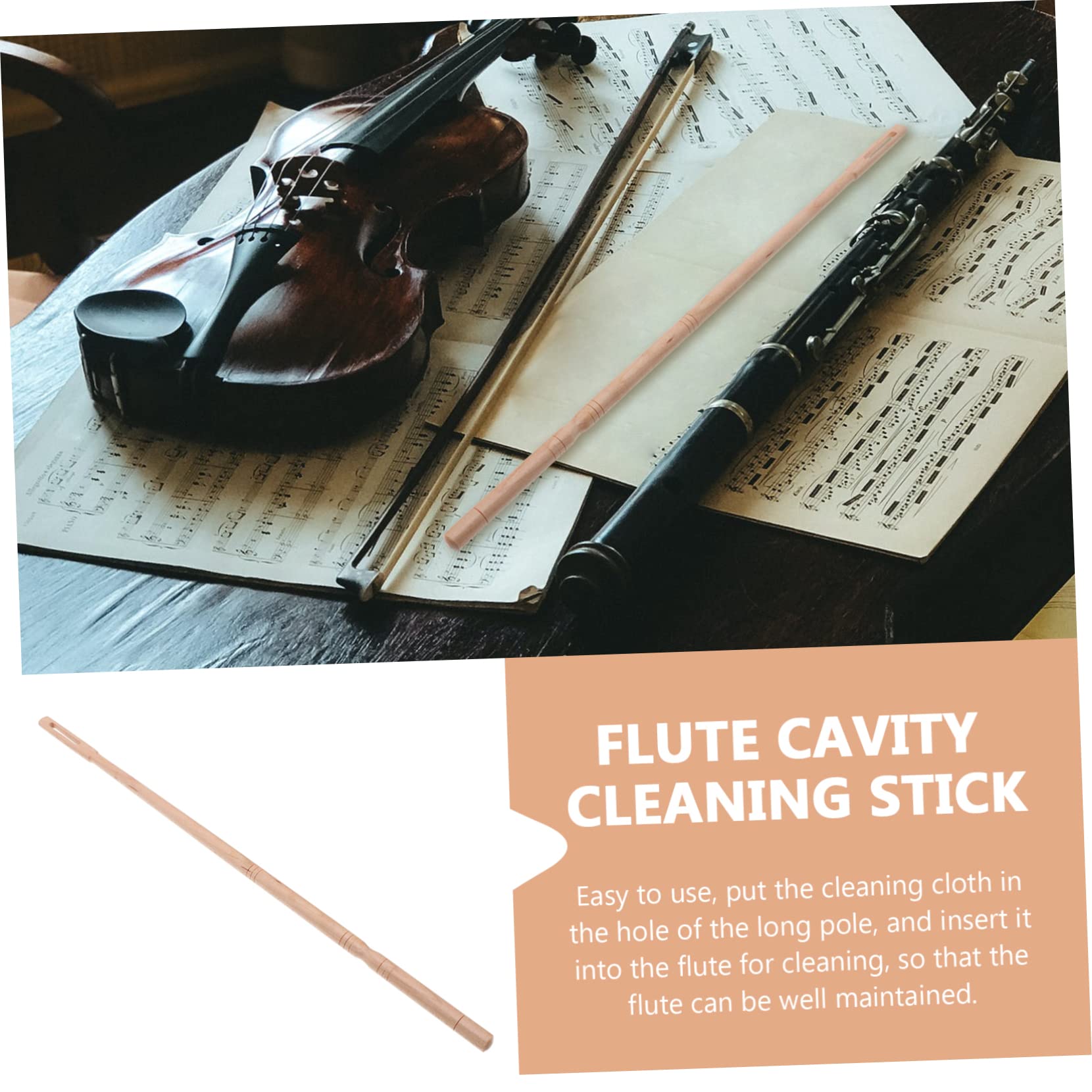 OFFSCH Musical Instrument Flute Stick Flute Cleaning Brush Flute Cleaning Rod Wooden Flute Cleaner Flute Accessories