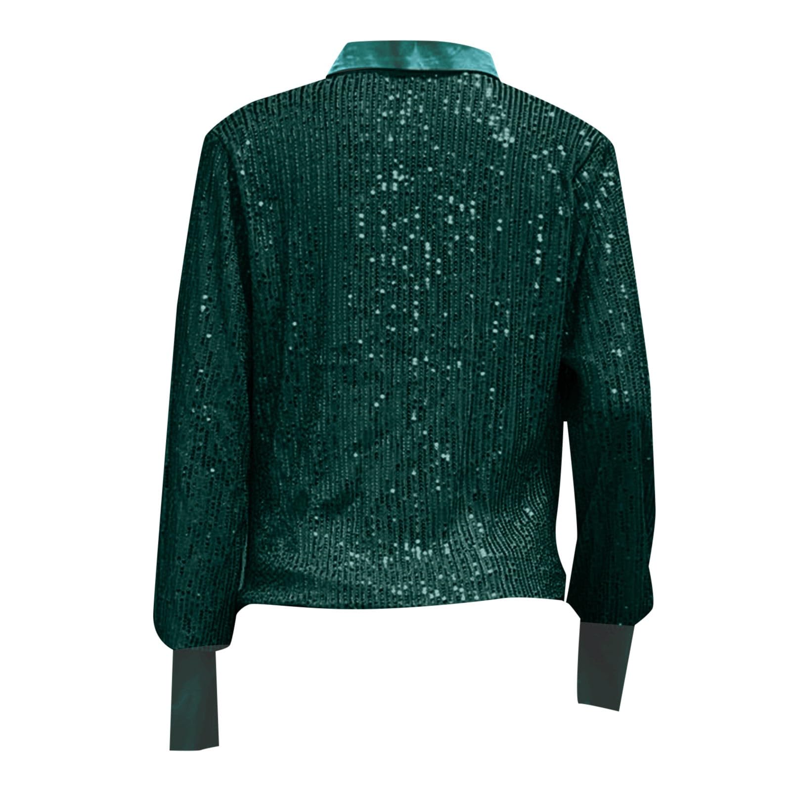 Haut Sequin Femme Chic Et Elegant Soiree T-Shirt Shiny Col V Sexy À Manches Maille Chemisier Élégant Hauts Blouse Paillettes 3/4 À Volants Tunique Pull Top