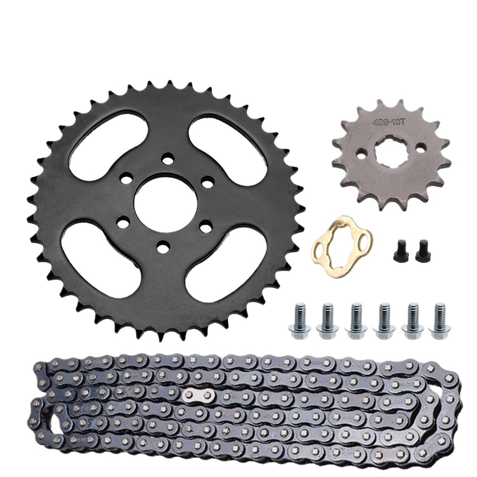 EJUOYO Chain Sprocket For 125cc 150cc 200cc 250cc ATV Go Kart Motorcycle 428 130L Chain Set With 16T Front Sprocket &40T Rear Sprocket