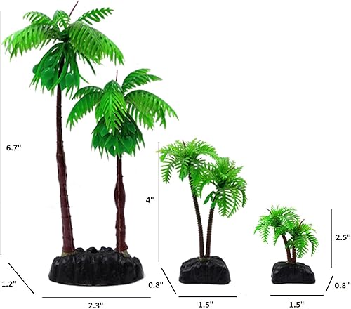 Miniatura 9 de M2cbridge Árbol de coco de plástico para acuario, plantas de coco, palmera para decoración de acuarios de peceras (2 unidades)