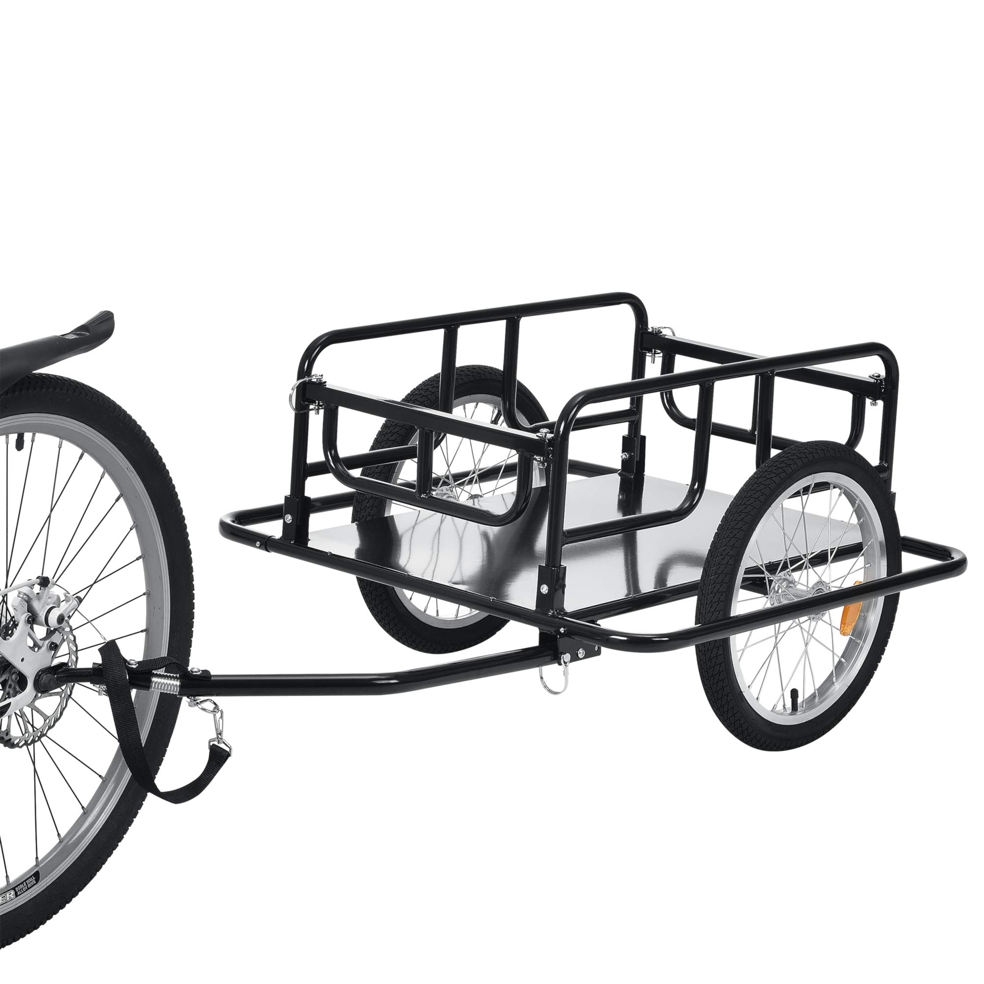 pro.tec Rimorchio Cargo per Bicicletta 130 x 72 x 49 cm Carrello Trasporto per Bici con Telaio in Acciaio Carico Max. 40 kg - Nero