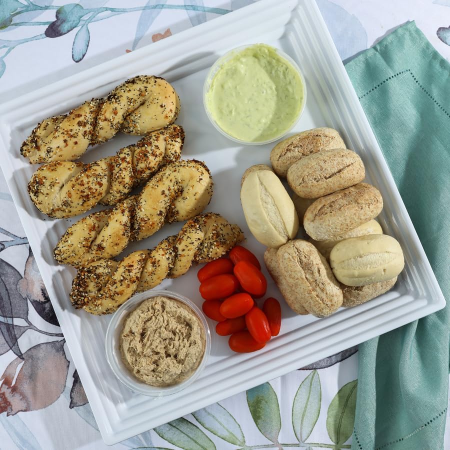 Miniatura 3 de Blue Sky Bandeja cuadrada de plástico blanco nivelado  12 x 12, 1 unidad - Plato de fiesta elegante y duradero