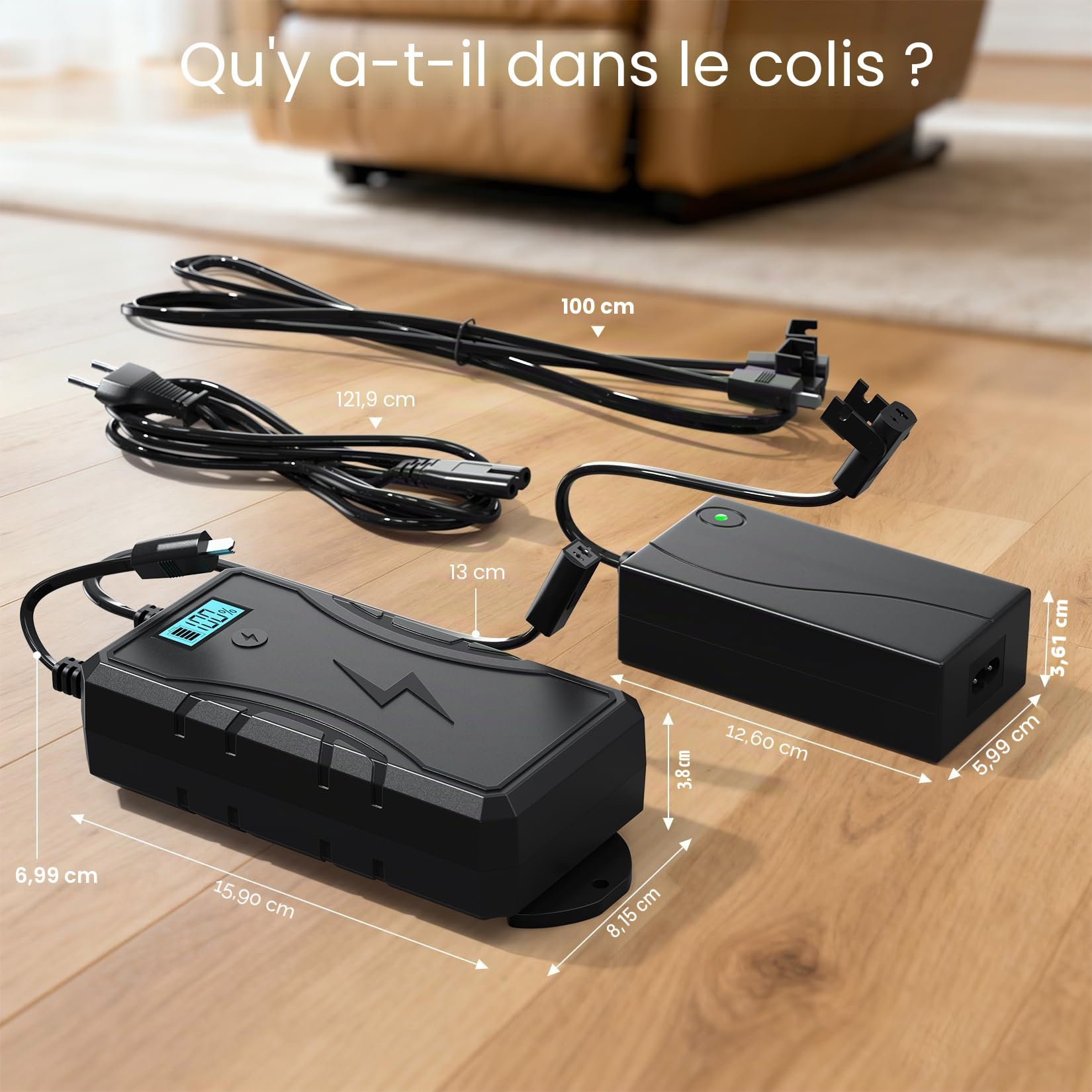 Batterie pour Meubles 2500 mAh, Chargeur Universel pour chaises Longues électriques et canapés, connecteur 2 Broches