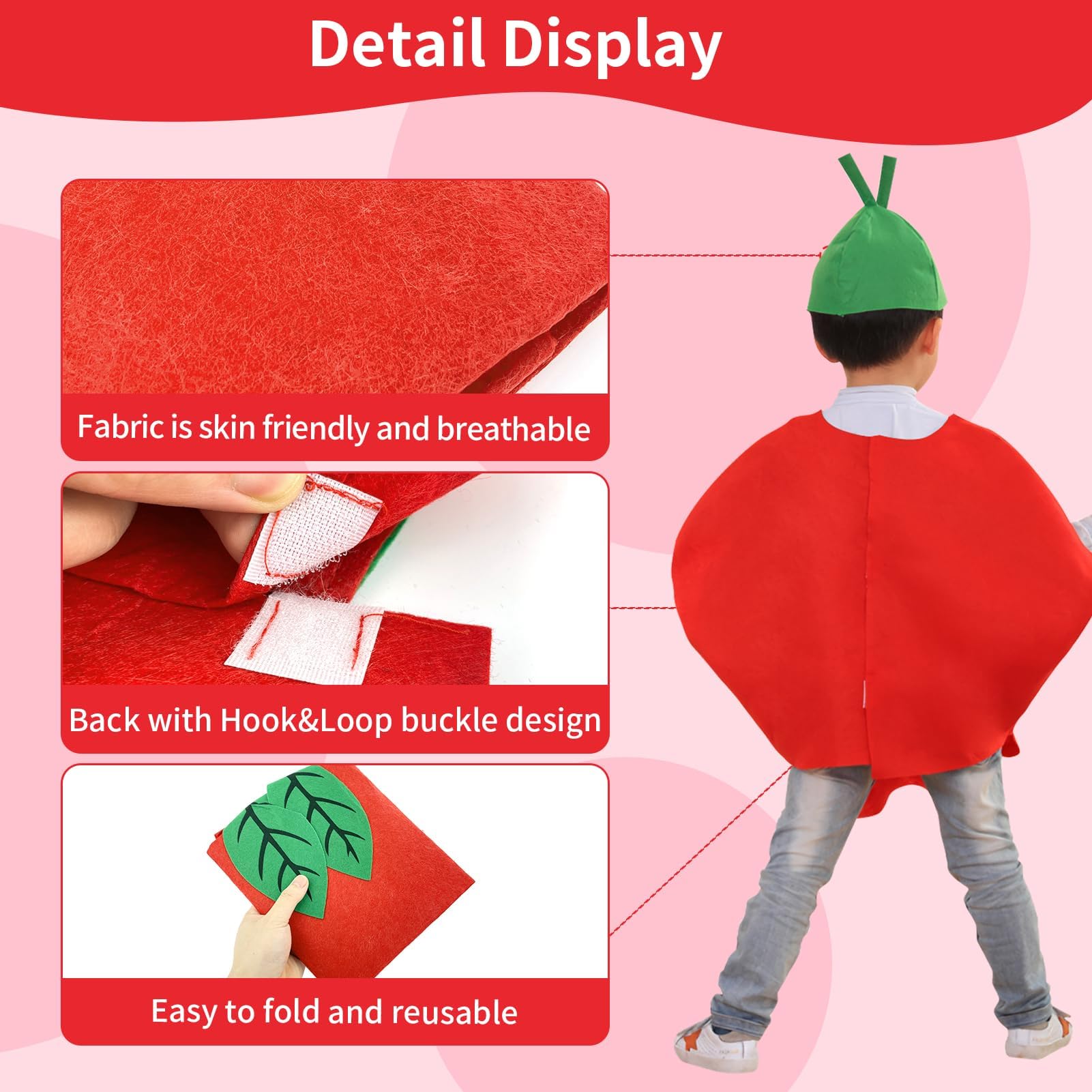 Uoww Fruit Costumes Boys and Girls Fancy Dress Outfit Dress Up, Apple Costumes Suitable for Halloween, Christmas, Theme Partes and Role-Playing - Image 3