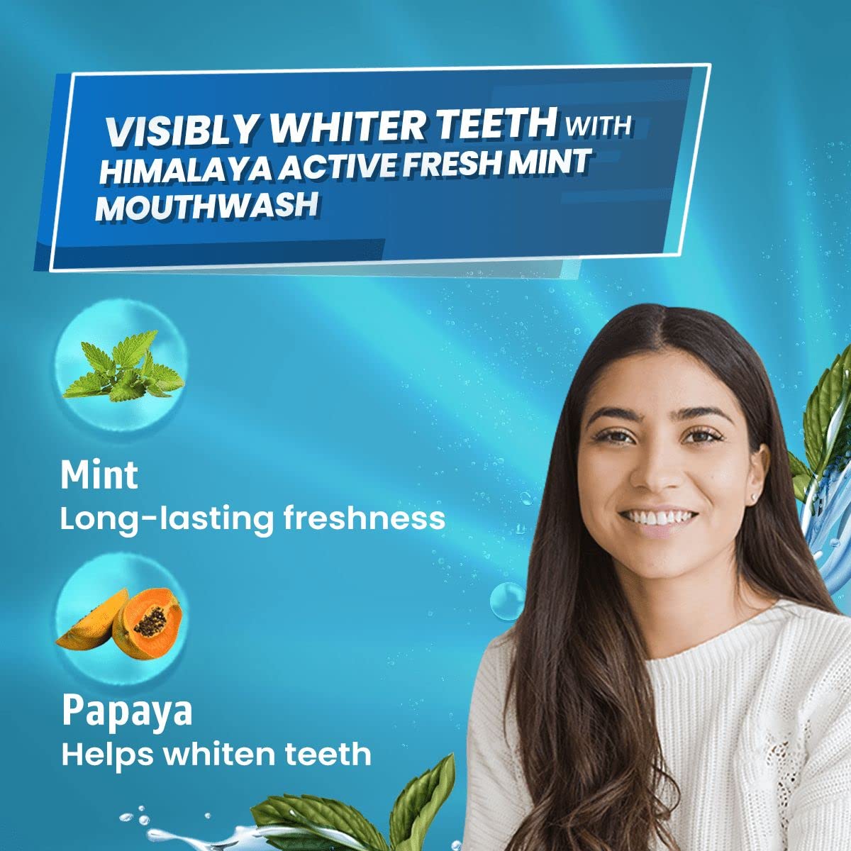 ""Himalaya Active Fresh Mint Mouthwash 215ml-No Alcohol-Whiter Teeth,Fresh Breath,12hr Germ Protection"" 1