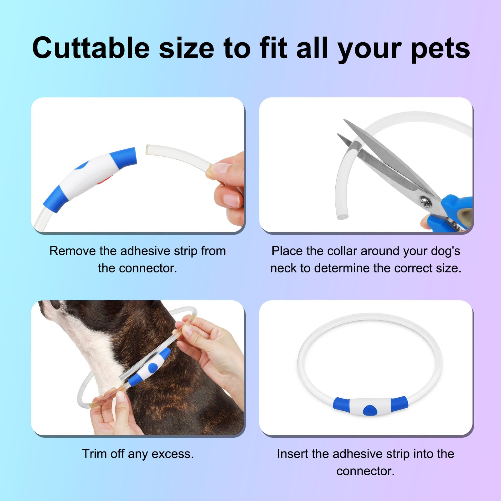 Collar de perro iluminado – Collar de perro LED impermeable recargable, TPU cortable que brilla en la oscuridad, luces de seguridad para perro para caminar por la noche (azul)