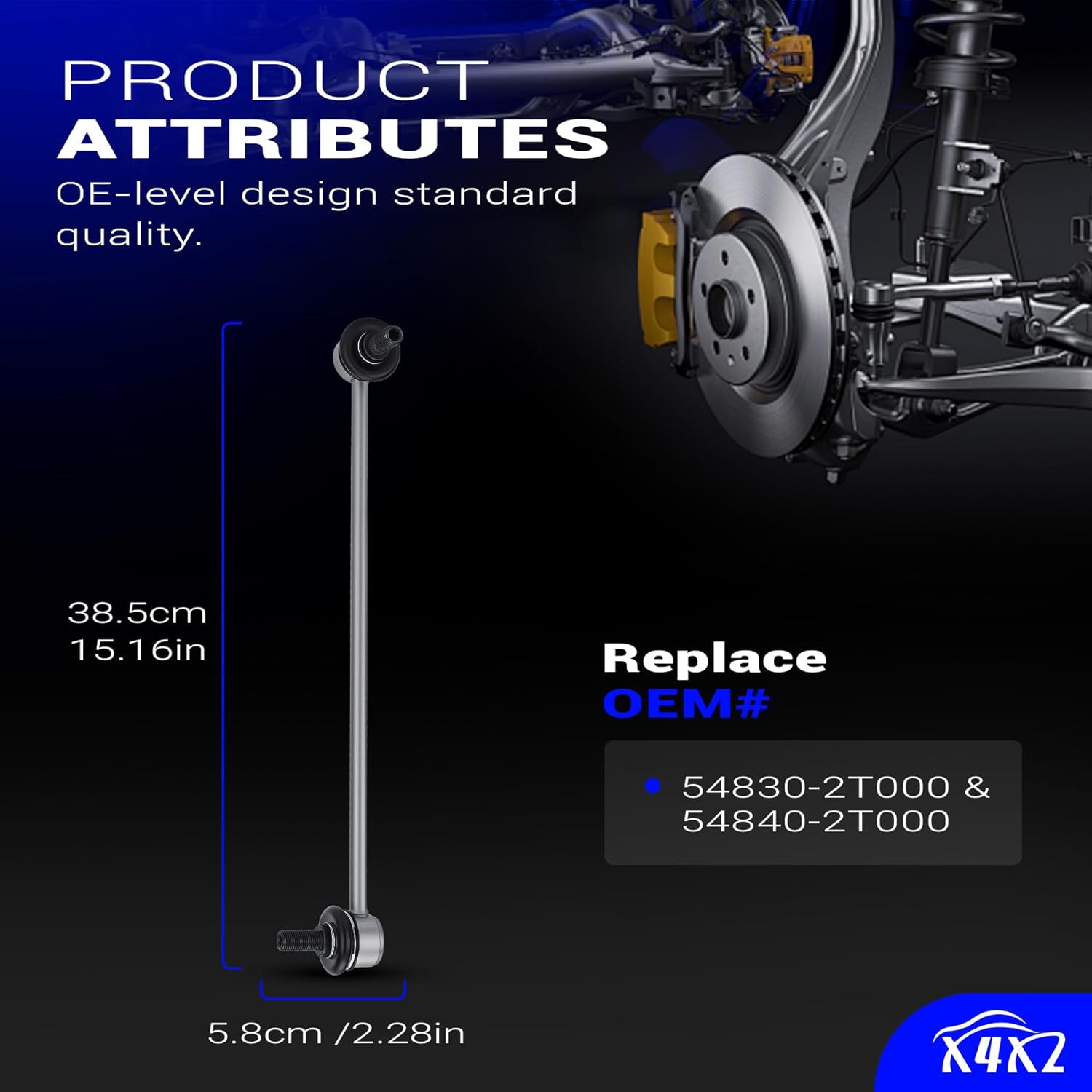 13.82" Zinc-Nickel Alloy Front Left Right Stabilizer Sway Bar Links for 2011-2012 Hyundai Sonata 2011-2012 Kia Optima 2.0L 2.4L 548302T000 548402T000 K750610 K750611