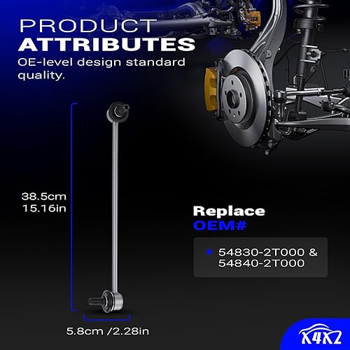 Vista 7 de 13.82" Barras de estabilizador de amortiguación de aleación de zinc-níquel delantera izquierda y derecha para Hyundai Sonata 2011-2012 2011-2012 Kia