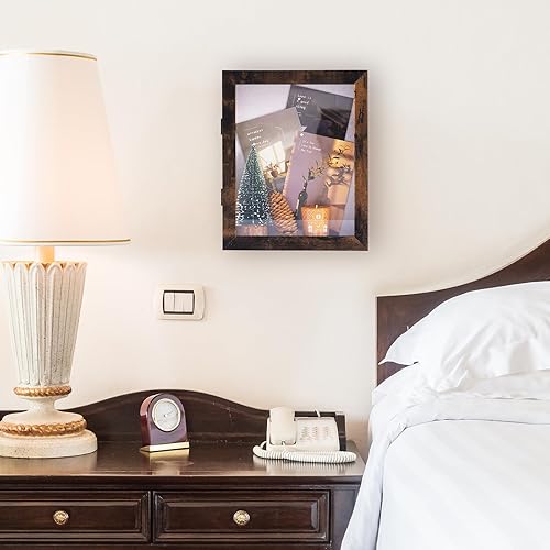 Miniatura 6 de Muzilife Marco de fotos Shadow Box de 8 x 10 pulgadas  2.16 pulgadas de profundidad de madera y vidrio, caja de memoria rectangular lista para