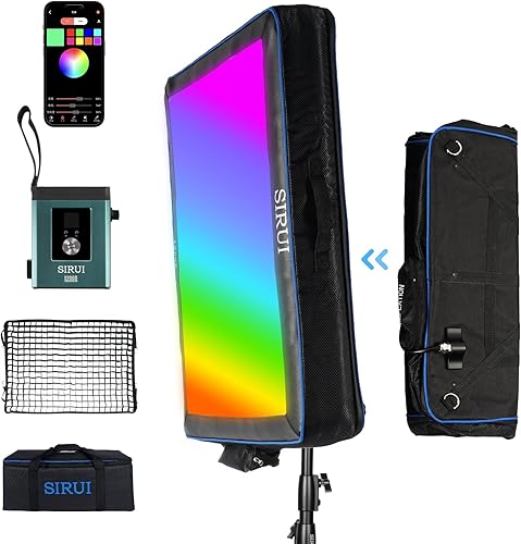 SIRUI Luz de video LED RGB inflable automática de 200 W, 2000K-10000K CRI 96 Panel de luz de estudio a todo color con control de aplicación para