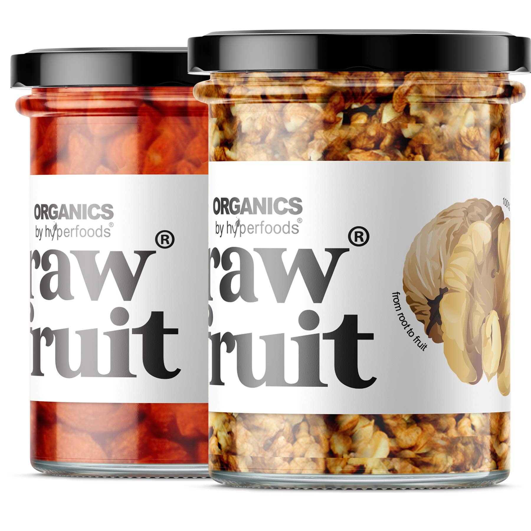RawFruit by HyperFoods California Walnuts 150gm & Smoked Roasted Almond 250gm Dry Fruit Combo (Sealed PET Jar)