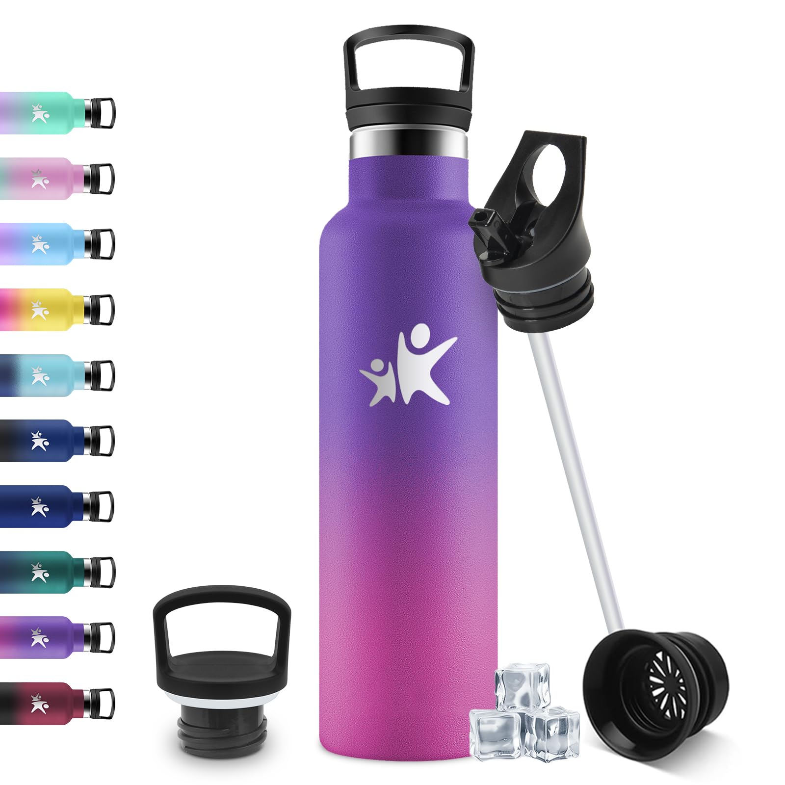 JAPORIA 750ml Insulated Water Bottle with Straw, Leak Proof, Easy Cleaning, BPA Free, Reusable, Water Botter for Adult, Camping, Cycling, Work, Travel