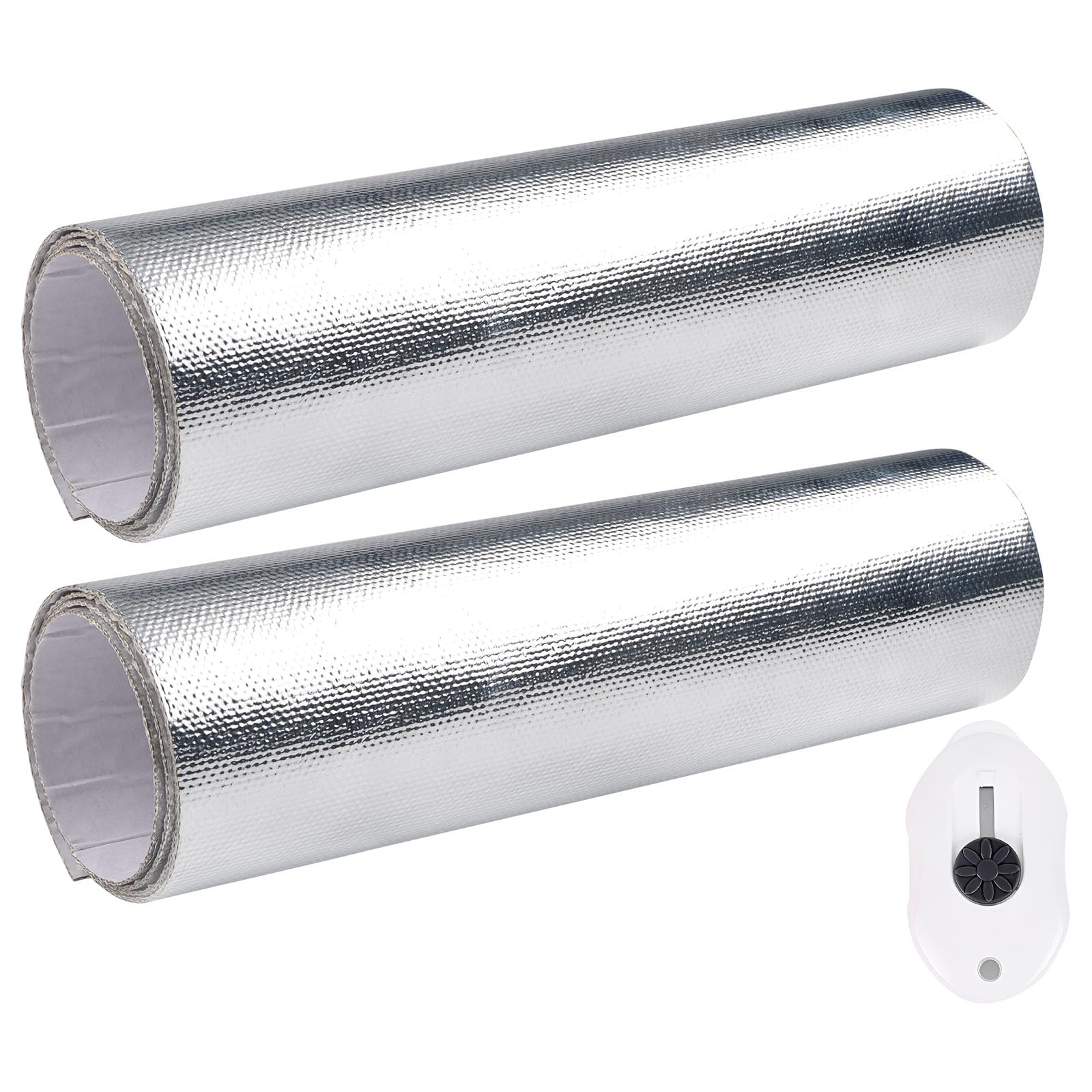 Protector Térmico Aluminizado con Adhesivo Barrera Termica Lámina de Fibra de Vidrio Aluminizada Aislamiento Térmico Aluminio Material Reflectante para Manguera Coche Moto (800℃-2 Pieces-0.5m*1m*1mm)