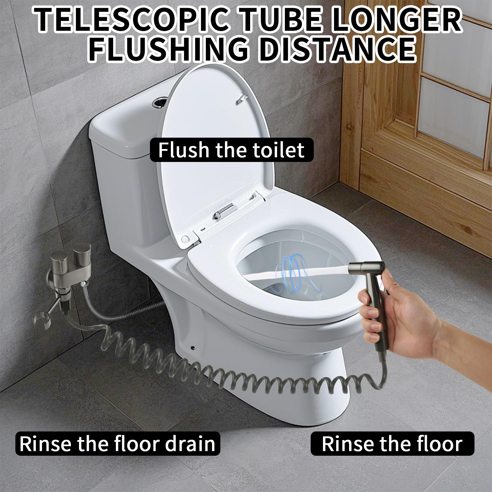 MI CASA Handheld Bidet Sprayer for Toilet Stainless Steel Bidet Sprayer Kit with 1-in-2-out Dual Control Valve Faucet and Hose or Feminine Wash - Image 2