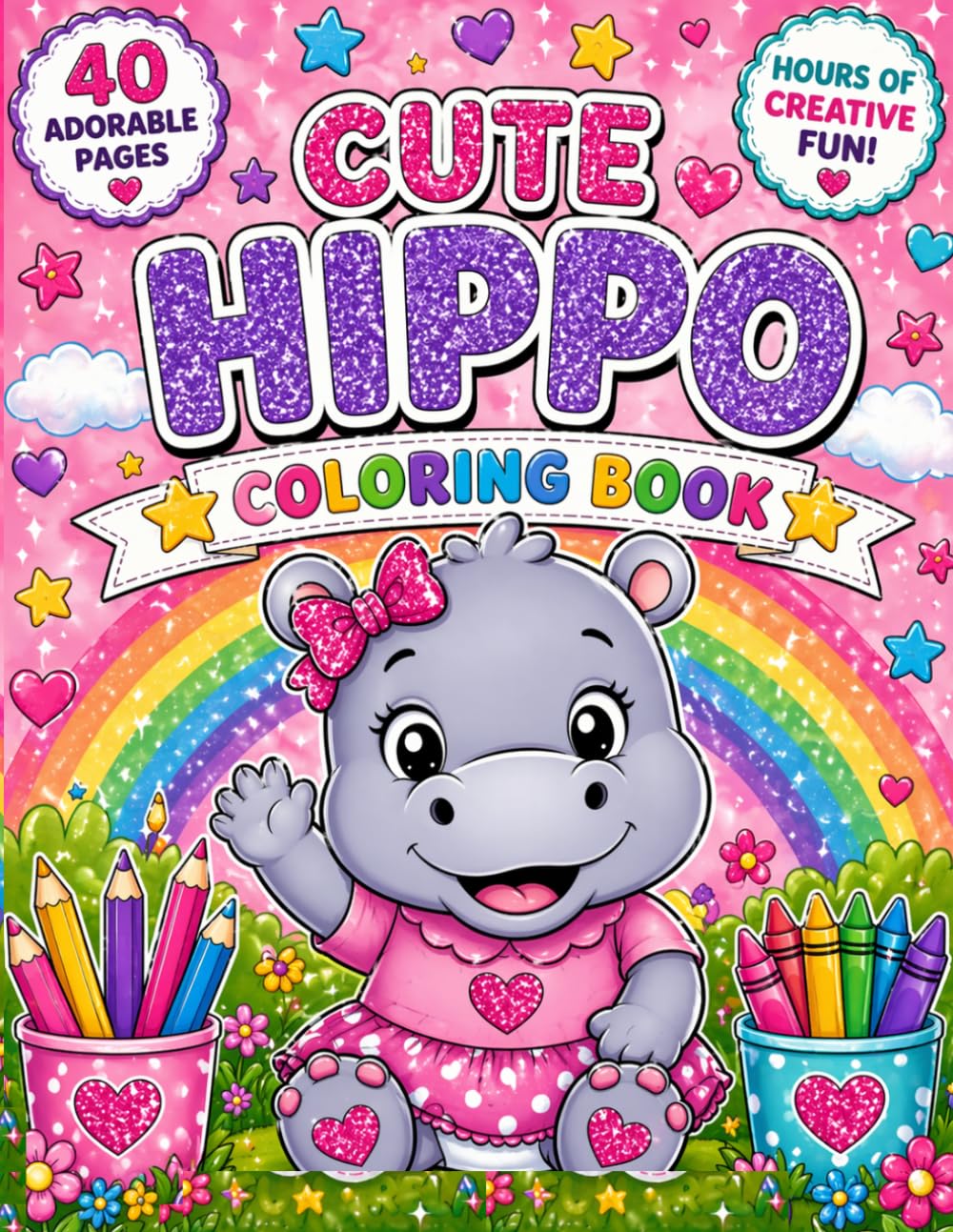 Happy Hippo Adventures Coloring Book: Fun, Cute & Easy Coloring Pages for Kids Ages 3–8