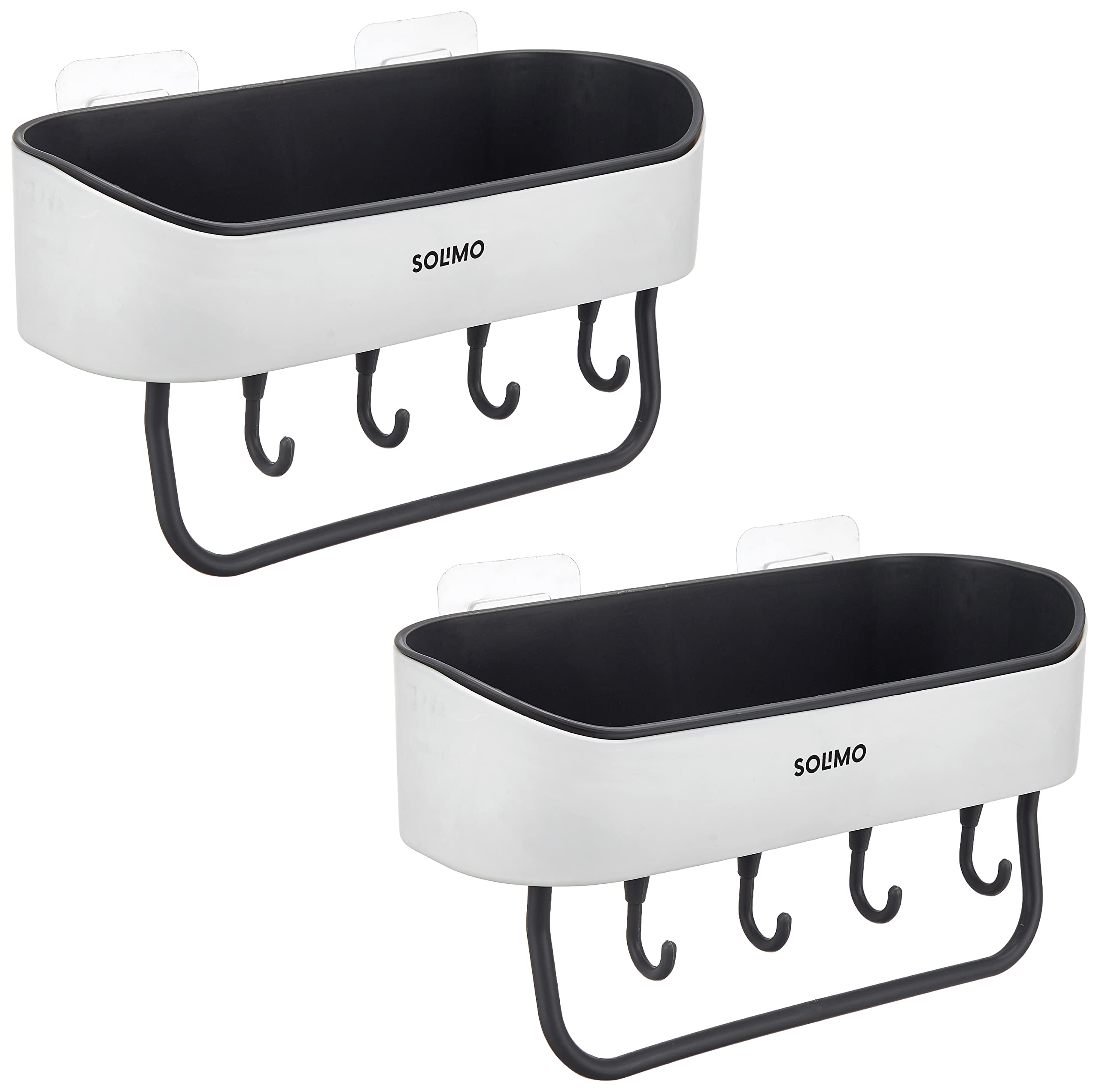 Amazon Brand - SolimoPlastic - Wall-Mounted, Sturdy, Rustproof, Durable Bathroom Shelf - Pack of 2