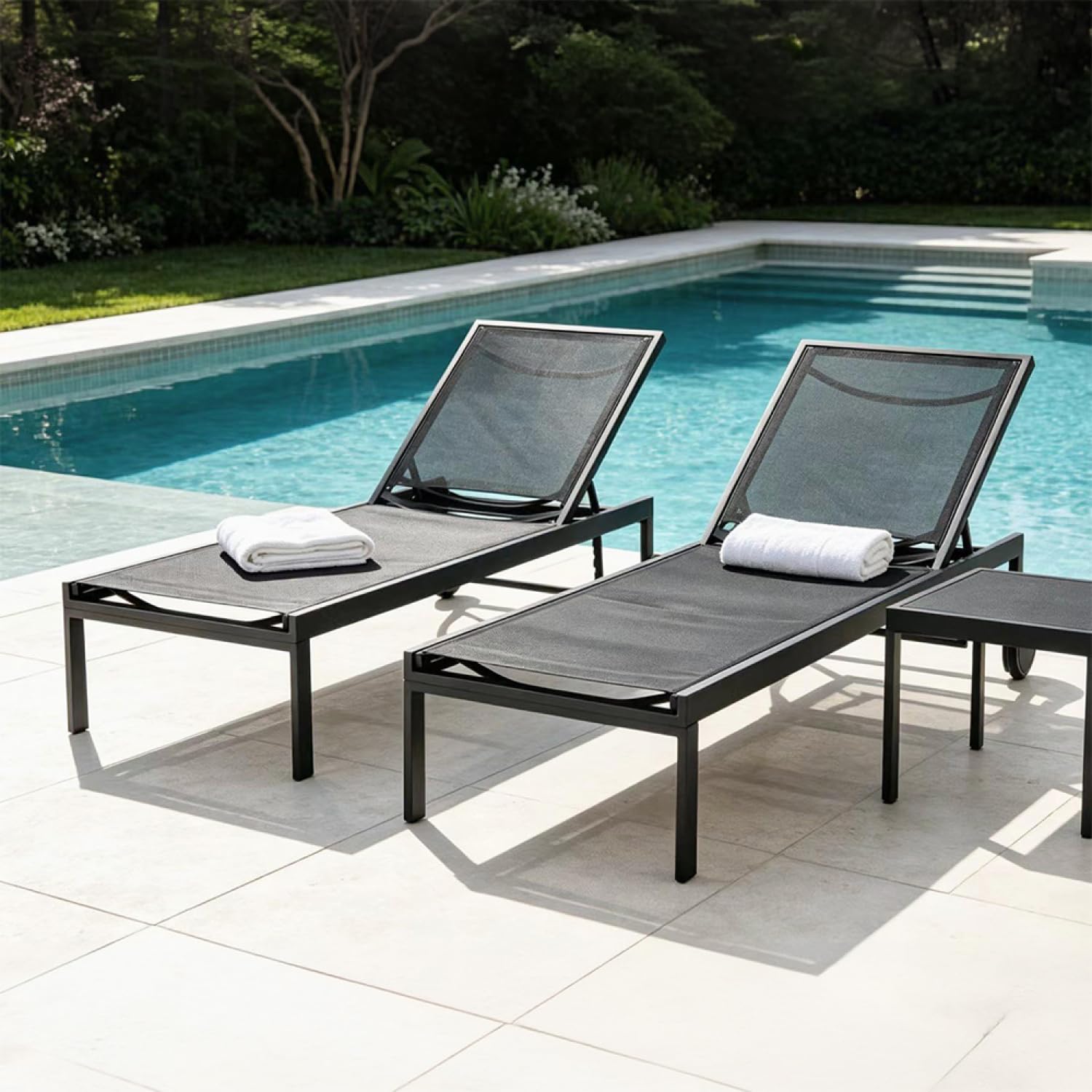 CONCEPT USINE Lot de 2 Bains de Soleil Cuba Noir Aluminium 215 cm