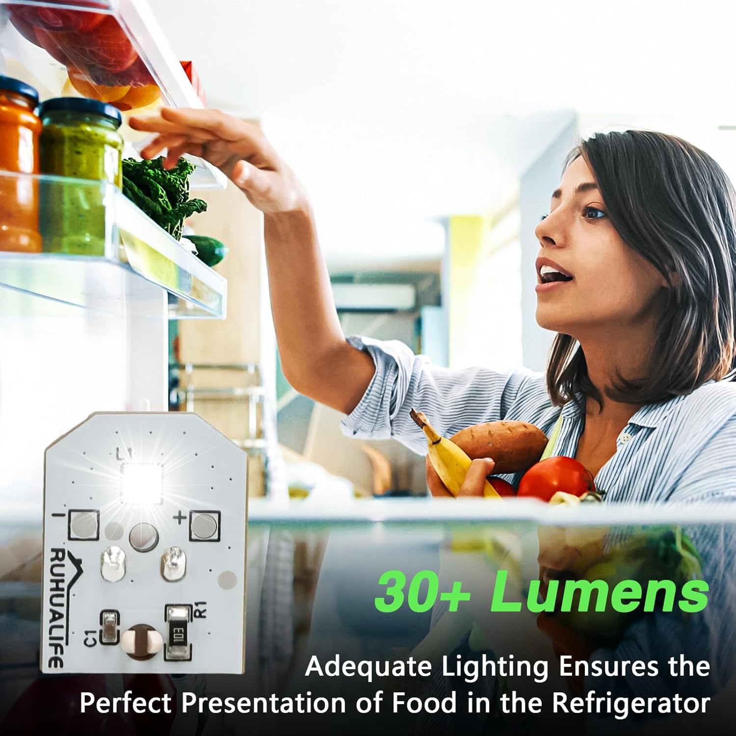 6 PCS Refrigerator LED Lights Refrigerator Bulbs Refrigerator Lamp Modules Compatible with GE Replace#: WR55X30602 WR55X26486 WR55X11132 WR55X25754