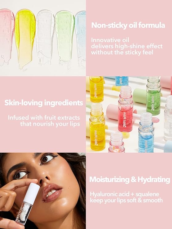 SHEGLAM Jelly Wow Hydrating Non-Sticky Lip Oil Moisturizing Plumping Lip Gloss - Berry Involved