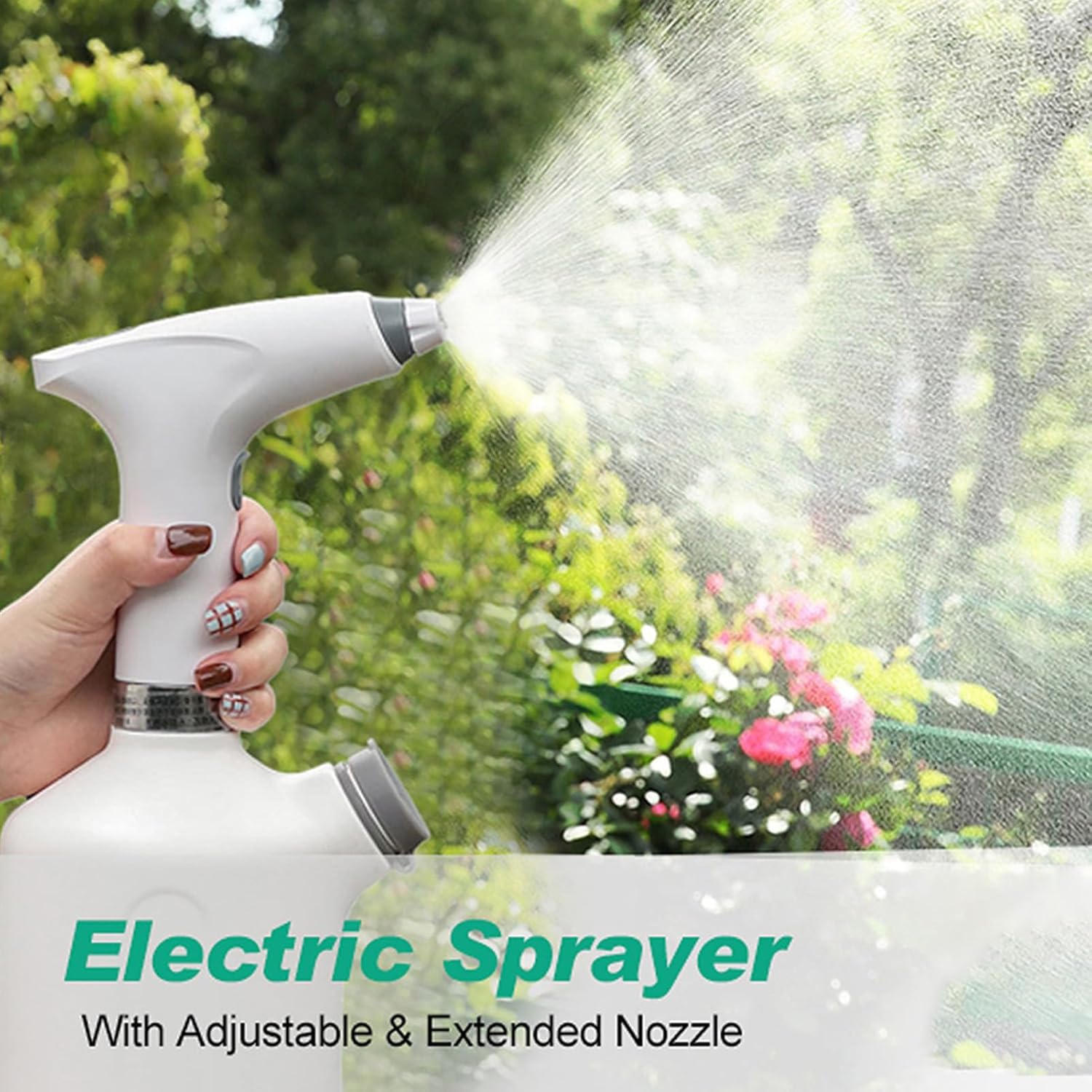 Water Spray Bottle | 1000ml Leakproof Sprayer | Rechargeable Automatic Spray Bottle | for Home Indoor Outdoor Garden Flowers Plants Bushes Patio Balcony Yard