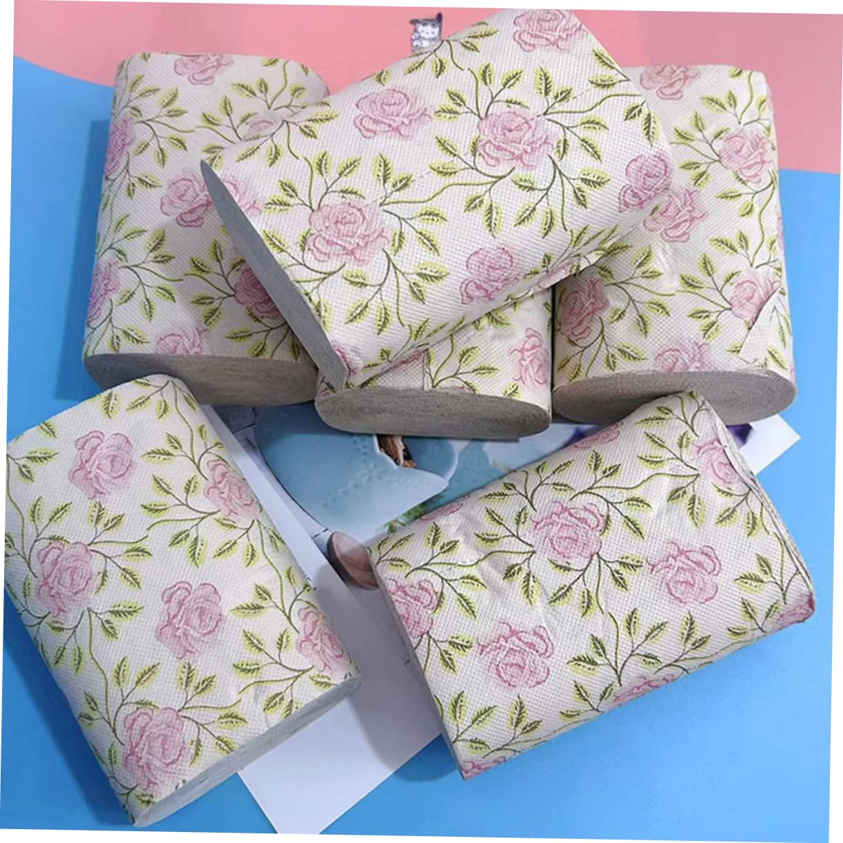 Carta Igienica Morbida e Resistente 10 Pezzi in Bambù con Design Elegante a Rose Motivo Stampato Duraturo, per Uso in Bagno e Tavola per Uso in Bagno e Tavola