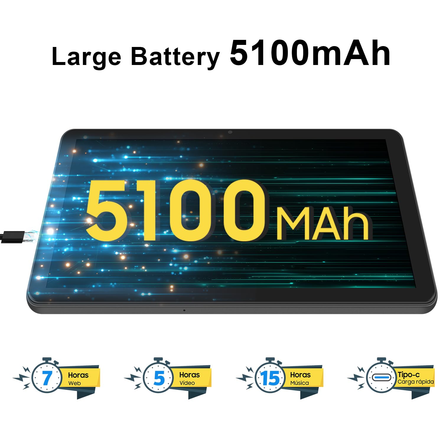 Tablette 10 Pouces, Tablette Tactile avec 2 Go RAM+32 Go ROM (1TB TF), 5100 mAh,Android Tablettes,Gris