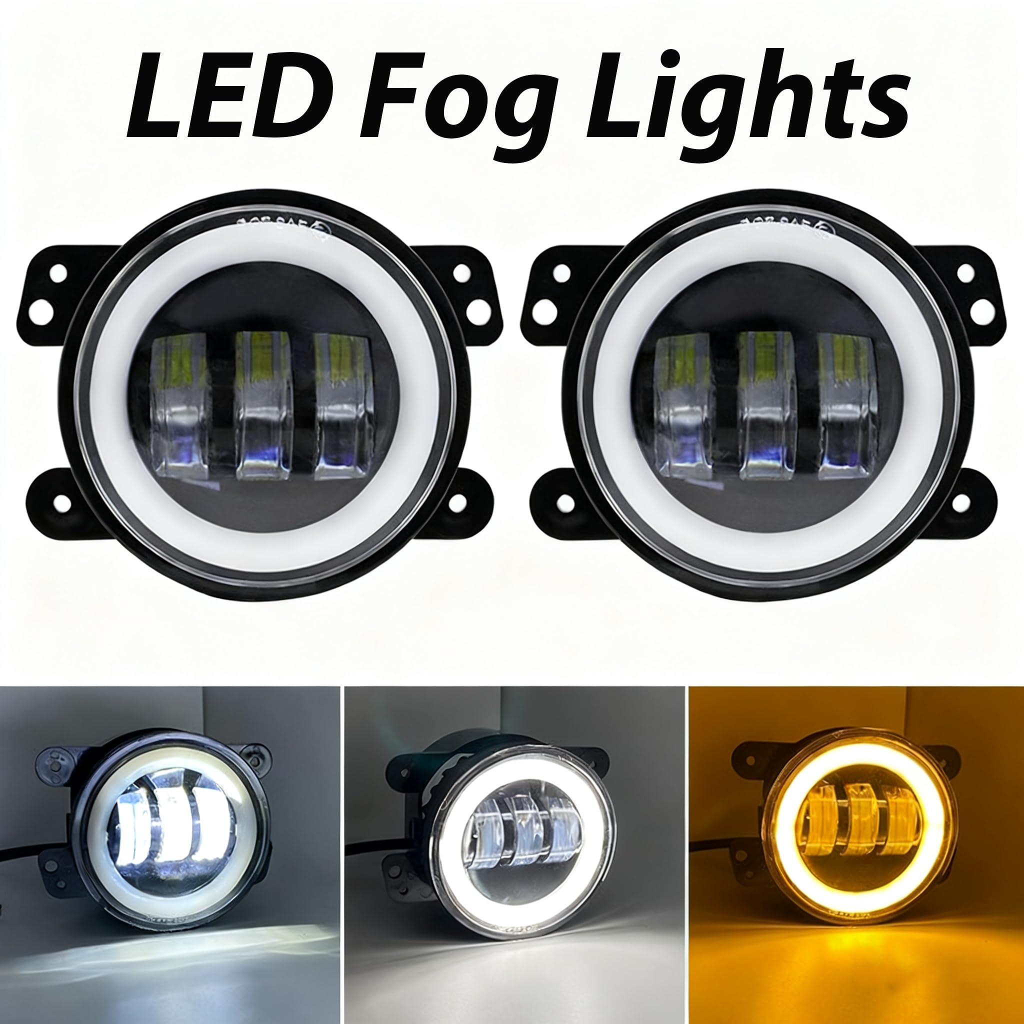 10‑30V Angel Eyes Light 30W 3000LM LED Fendinebbia anteriore per auto, camion, furgone, rimorchio universale Ricambi per automobili