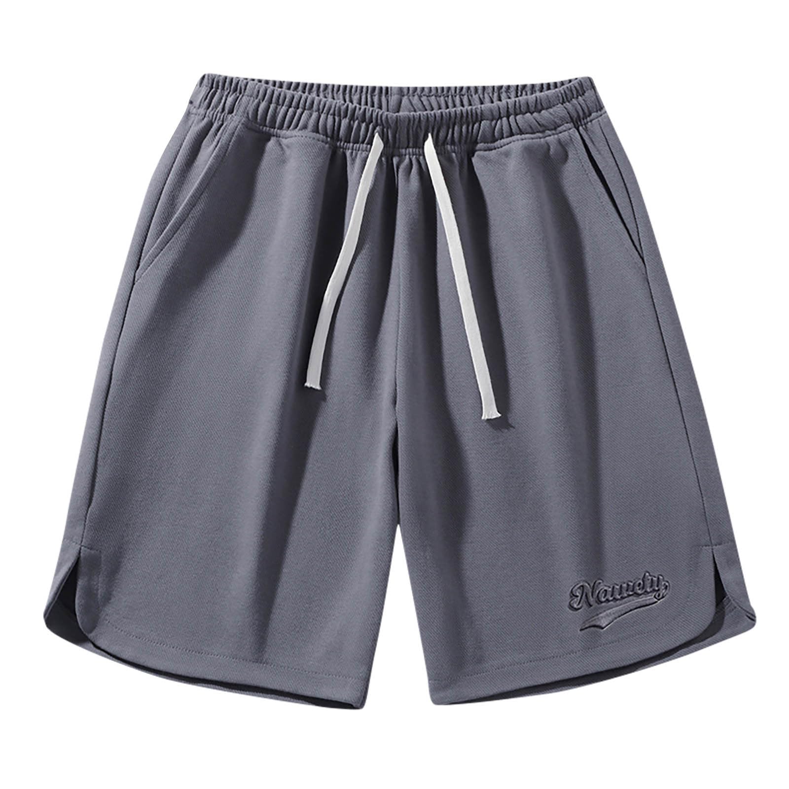 Mens Running Shorts Breathable Drawstring Elastic Waist Side Slit Towel Loop Gym Workout Athletic Shorts with Pockets