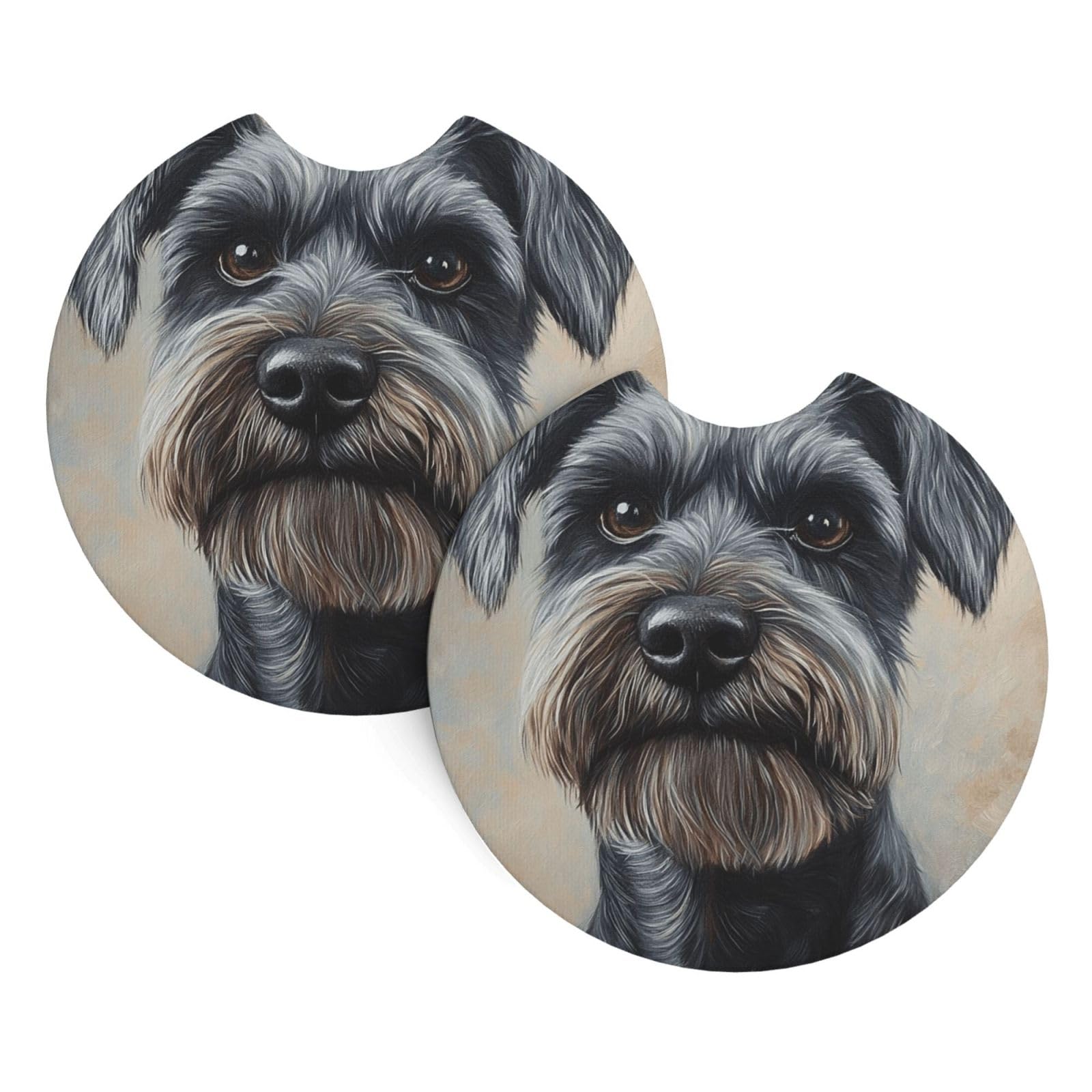 2 Pack Car Cup Holder Coasters 2.7 Inch Universal Anti-Slip Shockproof Car Cup Holder Insert Schnauzer Car Coasters Drink Coasters Cup Holder Coasters for Car Accessories