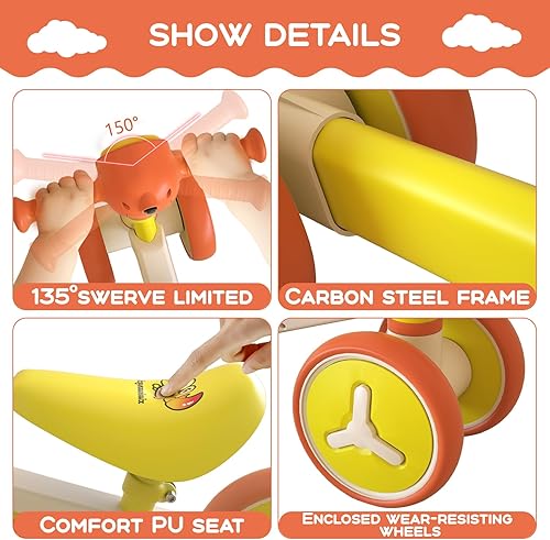 Miniatura 3 de HJCMikee Bicicleta de equilibrio para niños de 1 a 4 años, regalo de primer cumpleaños, juguetes de paseo para bebés de 12 meses a 4 años, marco de