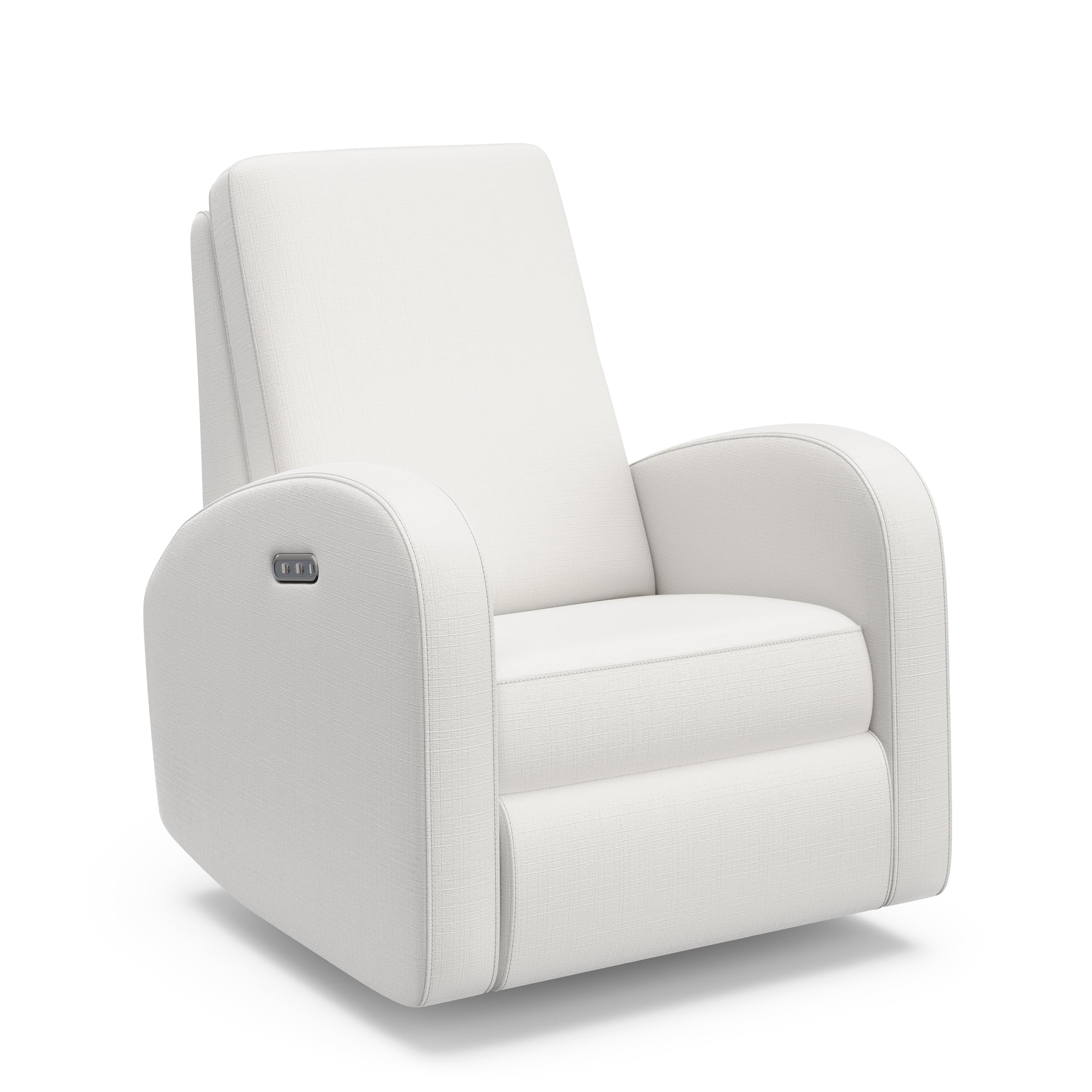 Storkcraft Santa Monica Power Recliner Swivel Glider (Ivory Basketweave) – Effortless Electronic Power Recline, USB-A & USB-C Charger