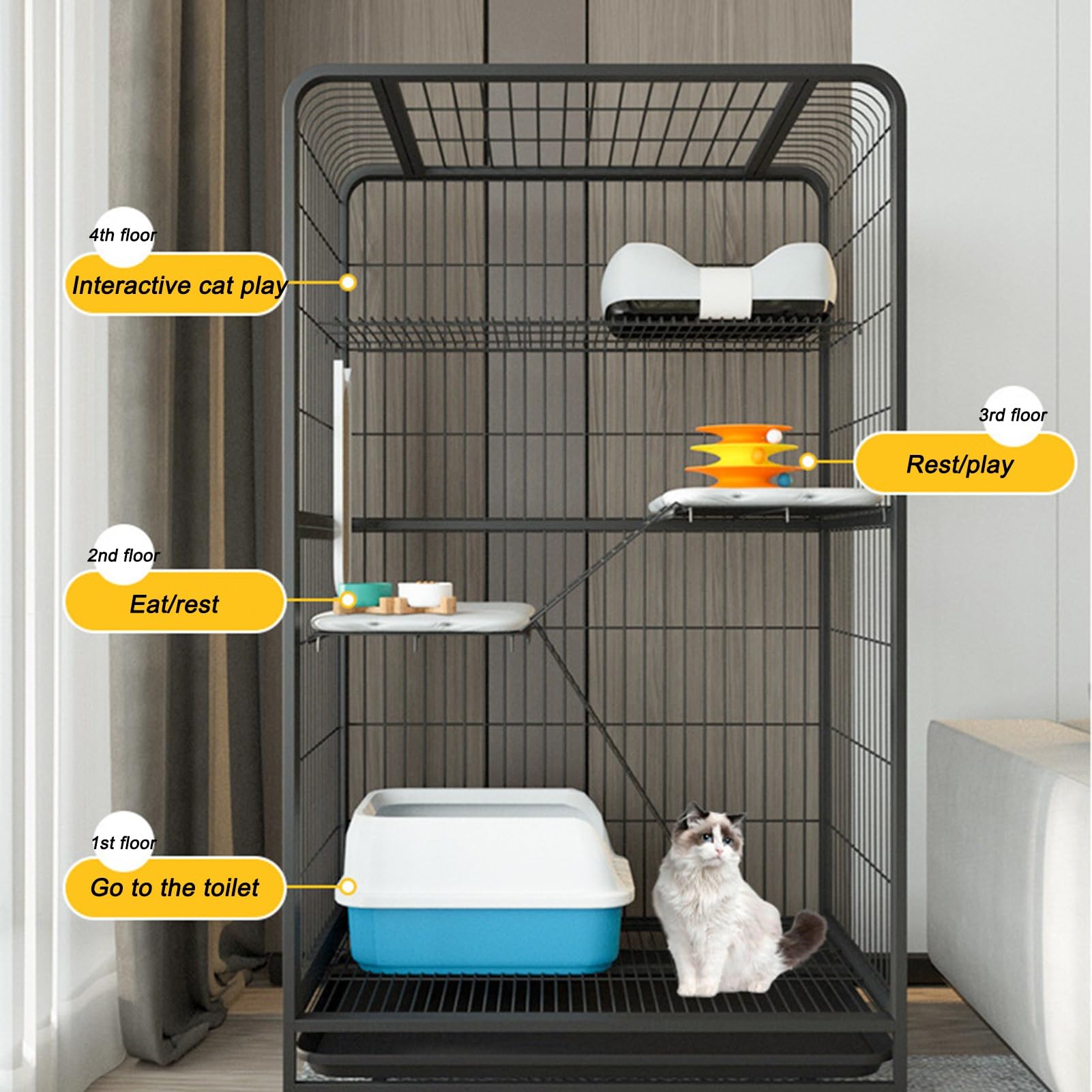 Cage pour Chat Catio, enclos extérieur spacieux et résistant, avec Plateforme de Saut et de Nombreuses fonctionnalités. Idéal pour Les Chats d'intérieur et d'extérieur, il favorise l'activit