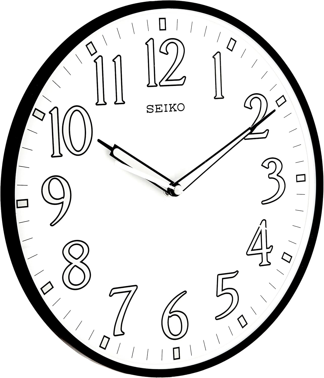 SEIKO 12 Inch Black Framed Luminous Numbered Wall Clock