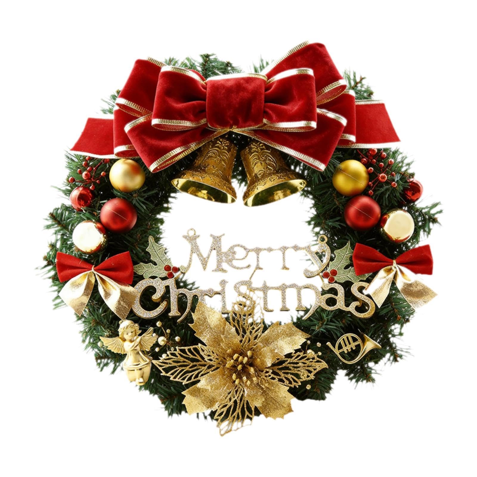 Ghirlanda di Natale Corona Natalizia Ghirlanda Festiva Ornamento Porta Artificiale in ’aspetto Naturale Riutilizzabile E Leggera Pronta