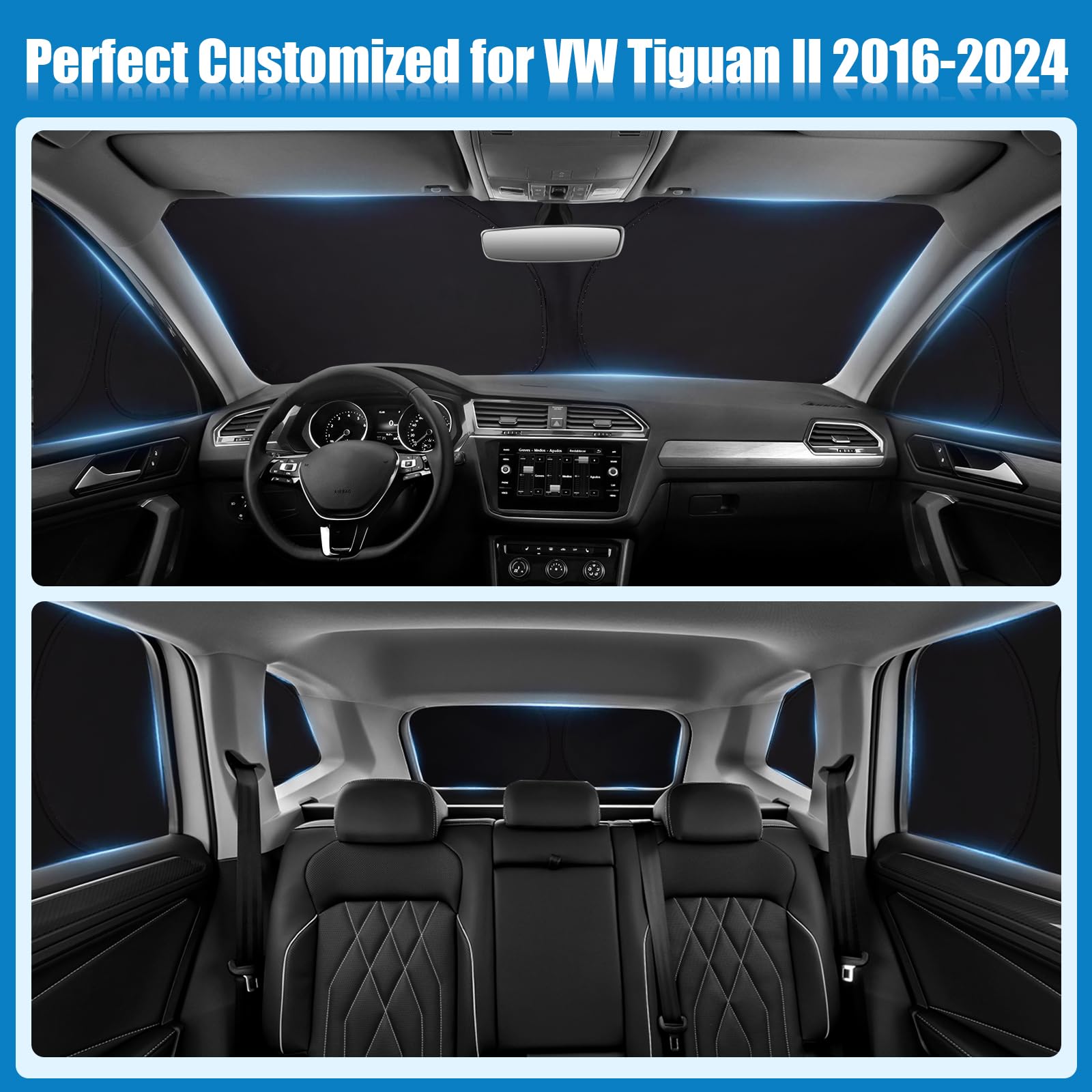 Parasole per VW Tiguan II 2016-2024 Parabrezza Pieghevole (8 Pezzi)