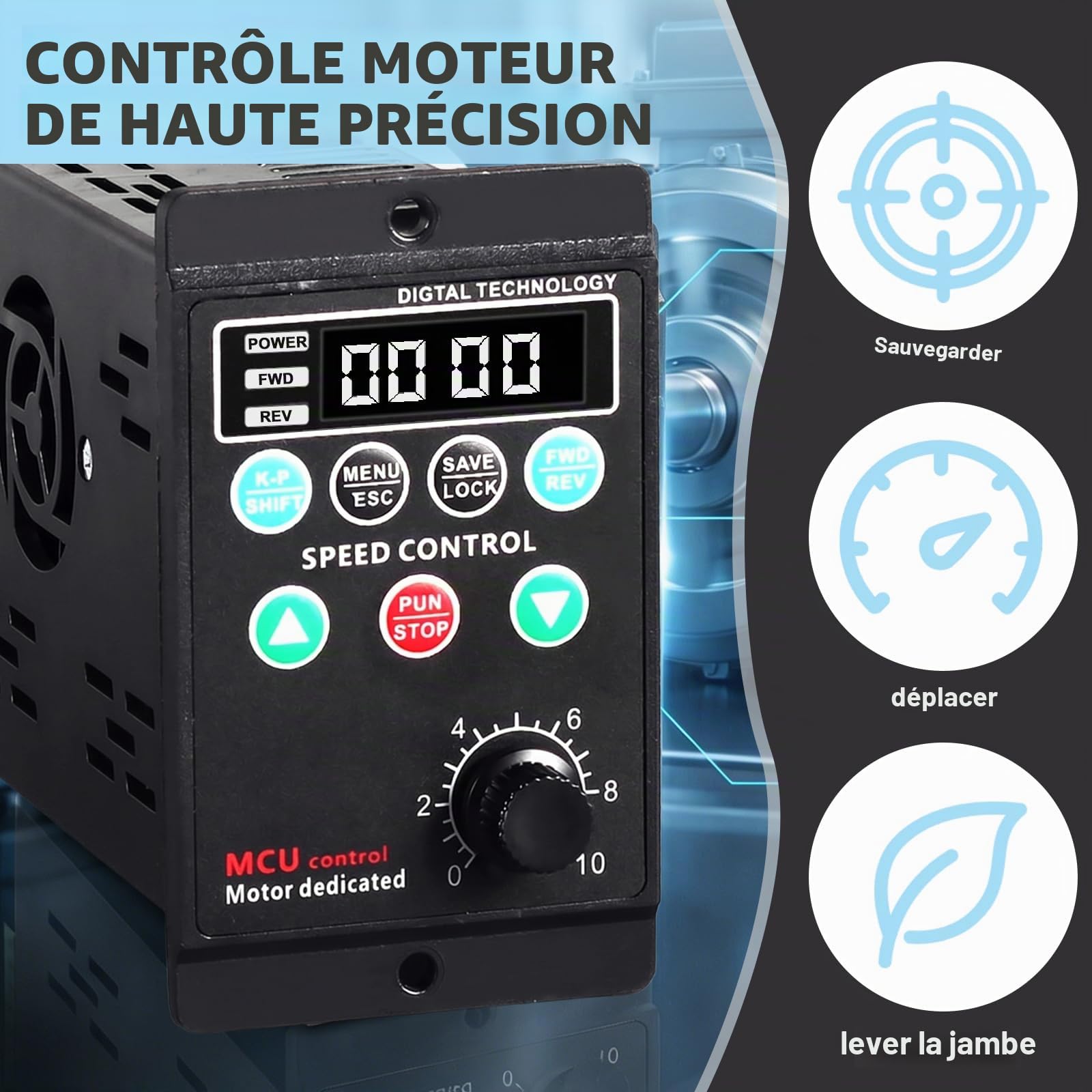 Convertisseur de fréquence (VFD) 220 V monophasé, Sortie triphasée, variateur de Vitesse pour Moteur 750 W AC 220 V avec Protections Multiples et Affichage numérique