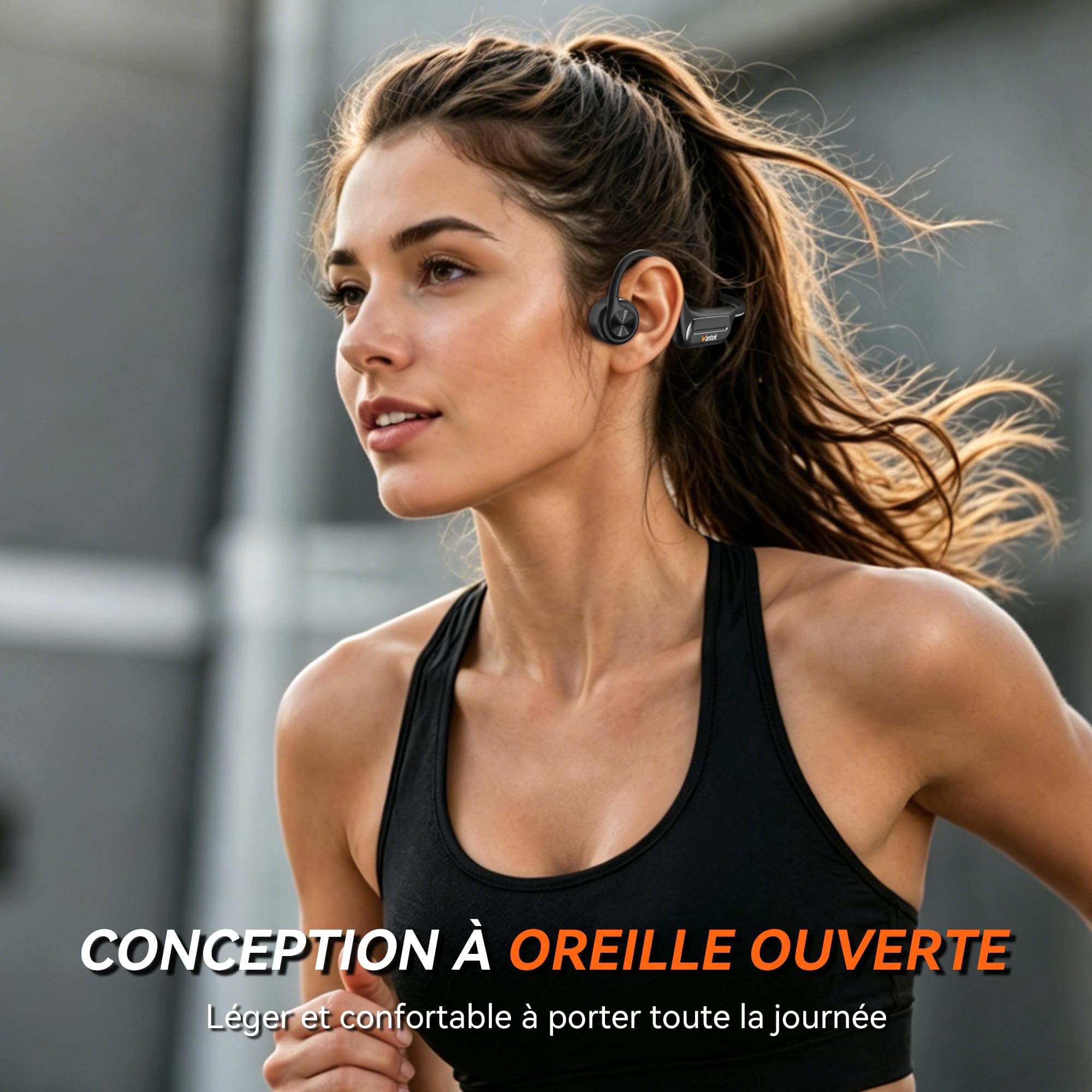 Wantek Casque Conduction Osseuse Natation IP68 Étanche, Casque Bluetooth 5.3 avec Lecteur MP3 32 Go Intégré, Casque Sport Open Ear sans Fil, 8H d'Autonomie pour Natation, Running, Vélo et Fitness