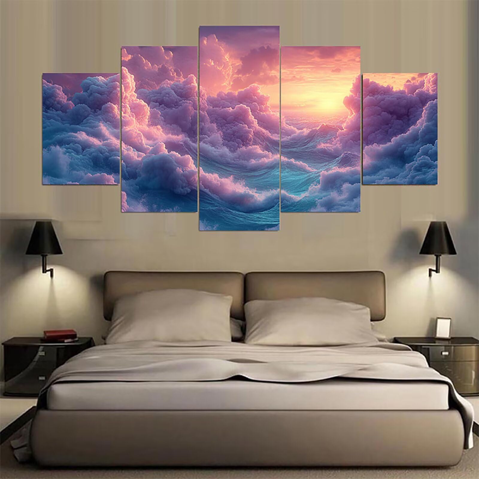 Diamentowe malowanie dla dorosłych duży format 5 sztuk 125 x 250 cm chmura diamentowy obraz krajobraz 5D diamentowe obrazy Embroidery kreatywne hobby pełny zestaw dla dorosłych do dekoracji sypialni