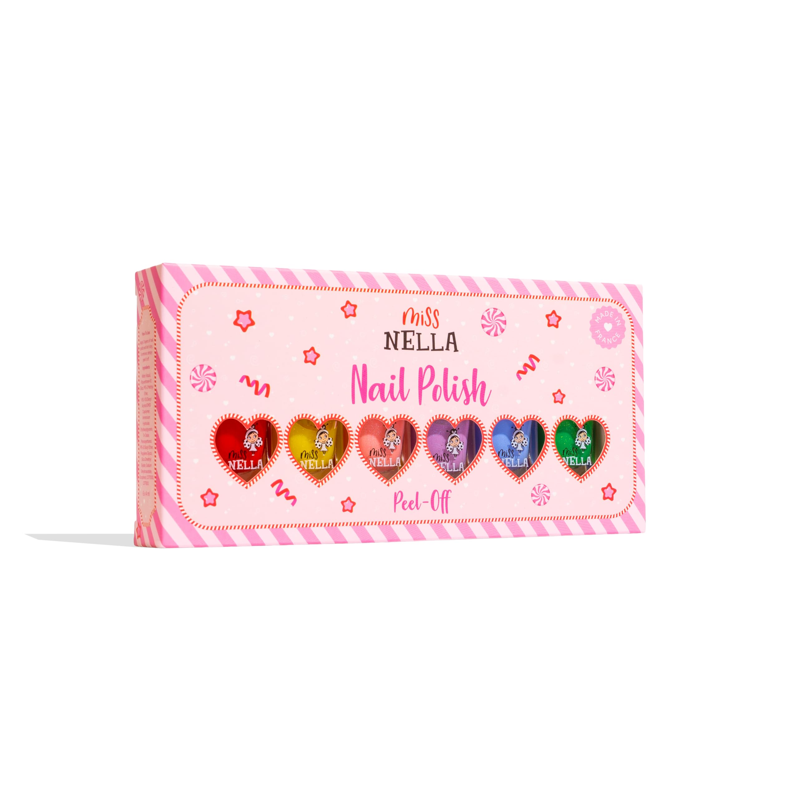 Esmalte de uñas para niños, Miss Nella Springs It On, Lote de 5 Barnices - Azul-campana, Lila-alas de mariposa, Rosa-conejito, Amarillo-miel, Verde-besa la rana.